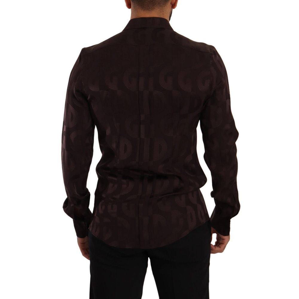 Dolce & Gabbana Bordeaux Silk Dress Shirt