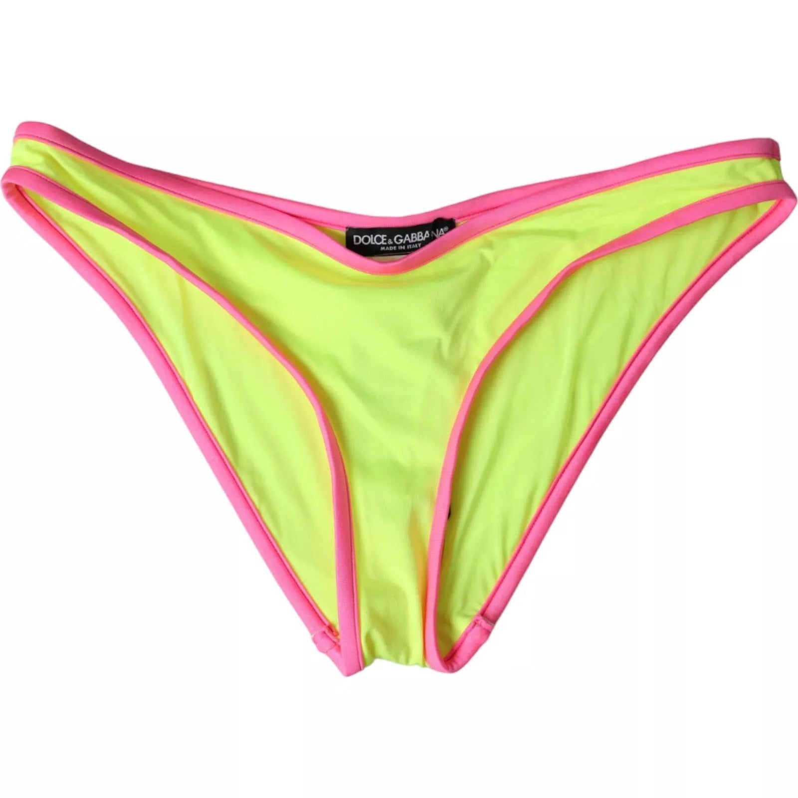 Bas de maillot de bain bikini en nylon rose jaune Dolce & Gabbana