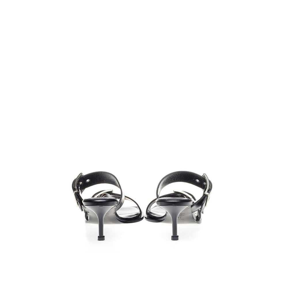 Sandales à talons aiguilles en cuir noir Alexander McQueen