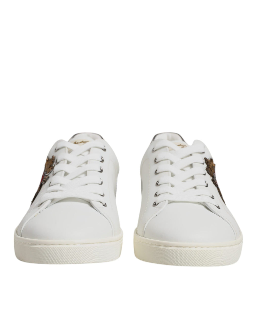 Chaussures Baskets Dolce & Gabbana en Cuir Blanc avec Ornements Cœur