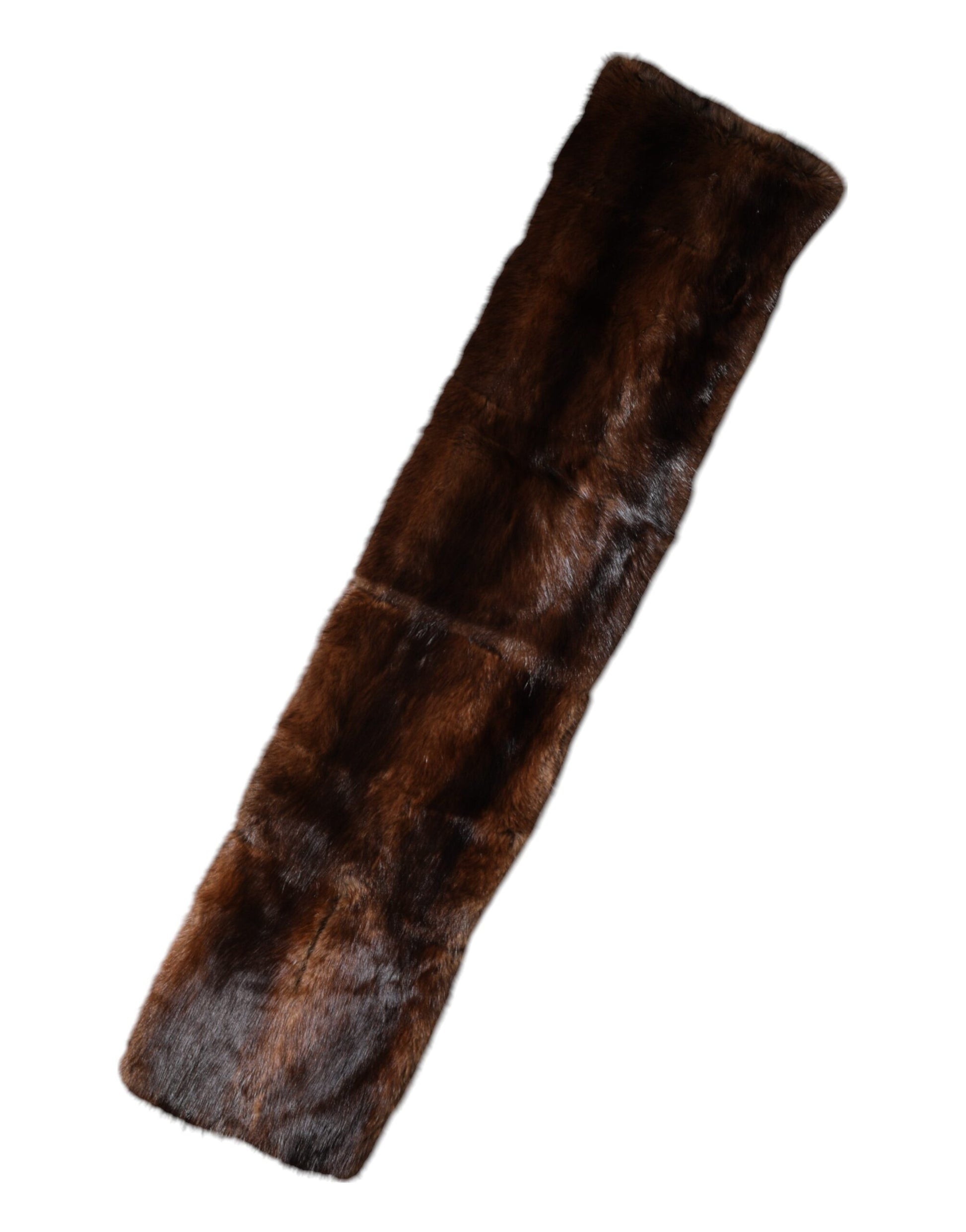 Écharpe châle en fourrure à rayures noires et marron Dolce & Gabbana