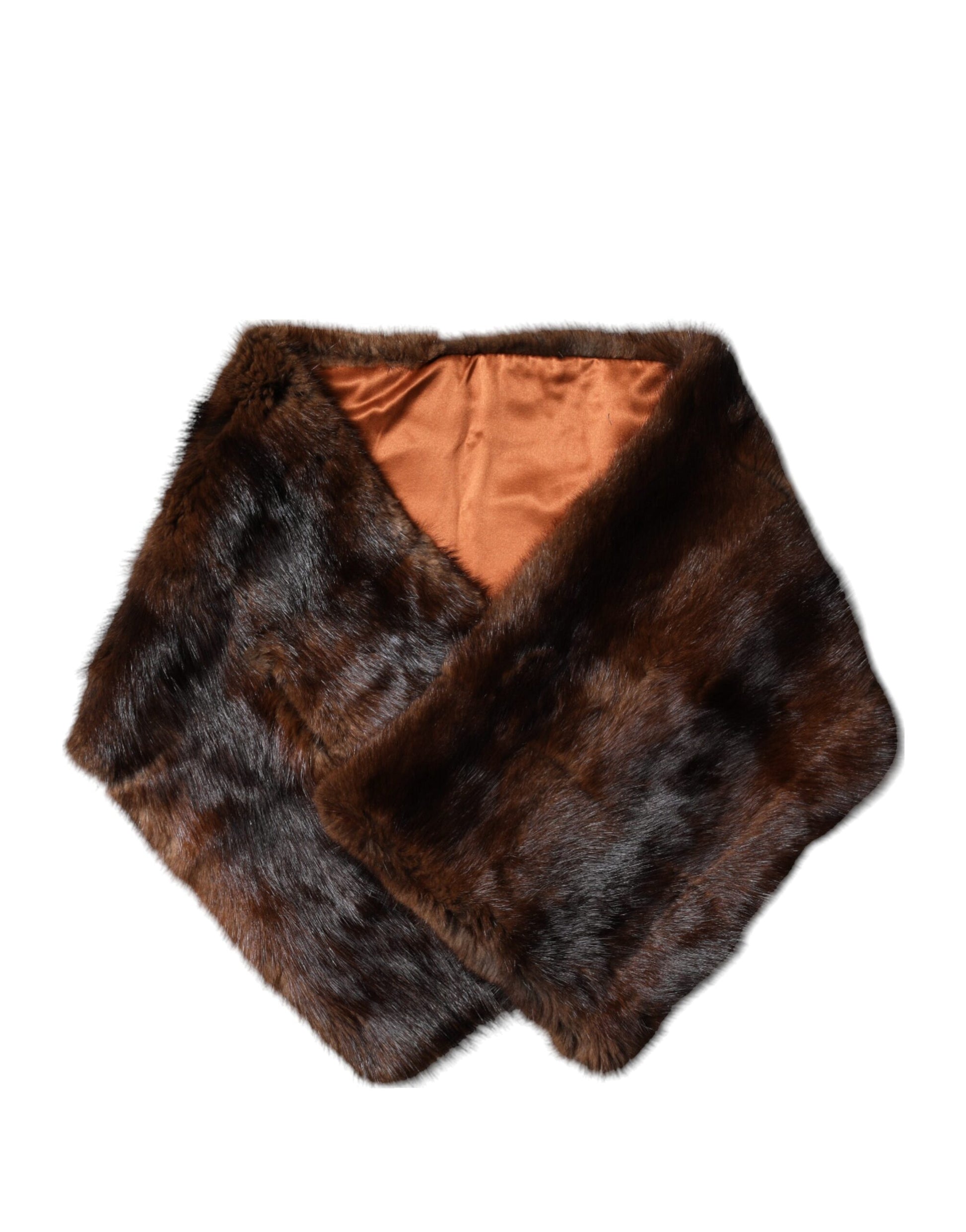 Écharpe châle en fourrure à rayures noires et marron Dolce & Gabbana