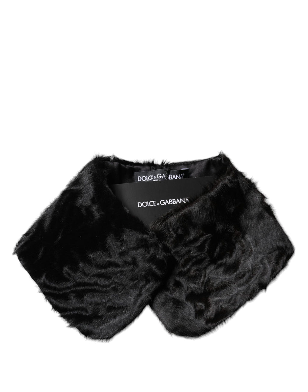 Écharpe-Col Femme Dolce & Gabbana en Fourrure d'Agneau Noire