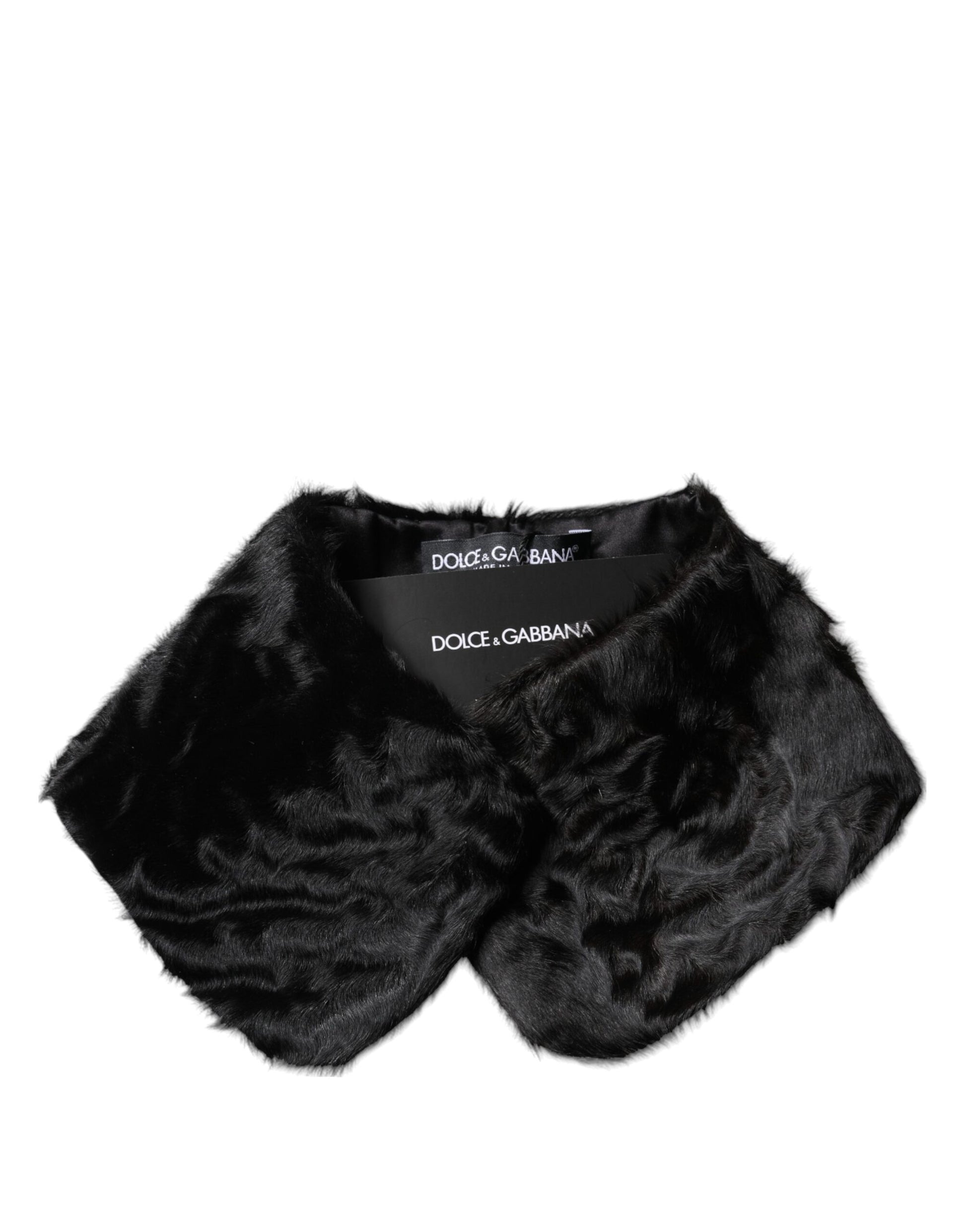 Écharpe-Col Femme Dolce & Gabbana en Fourrure d'Agneau Noire