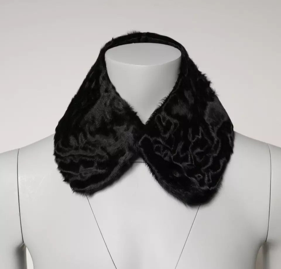 Écharpe-Col Femme Dolce & Gabbana en Fourrure d'Agneau Noire