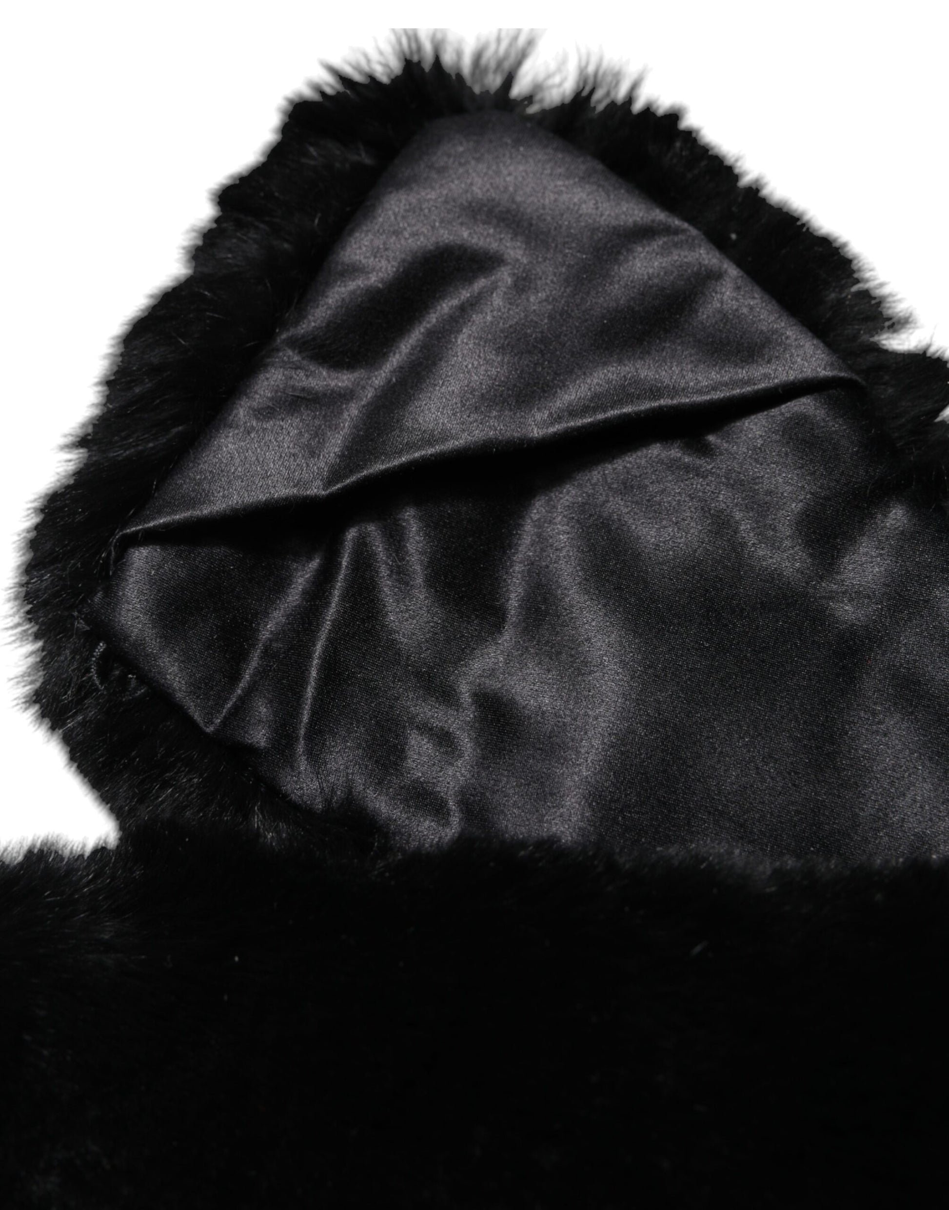 Écharpe-Col Femme Dolce & Gabbana en Fourrure d'Agneau Noire