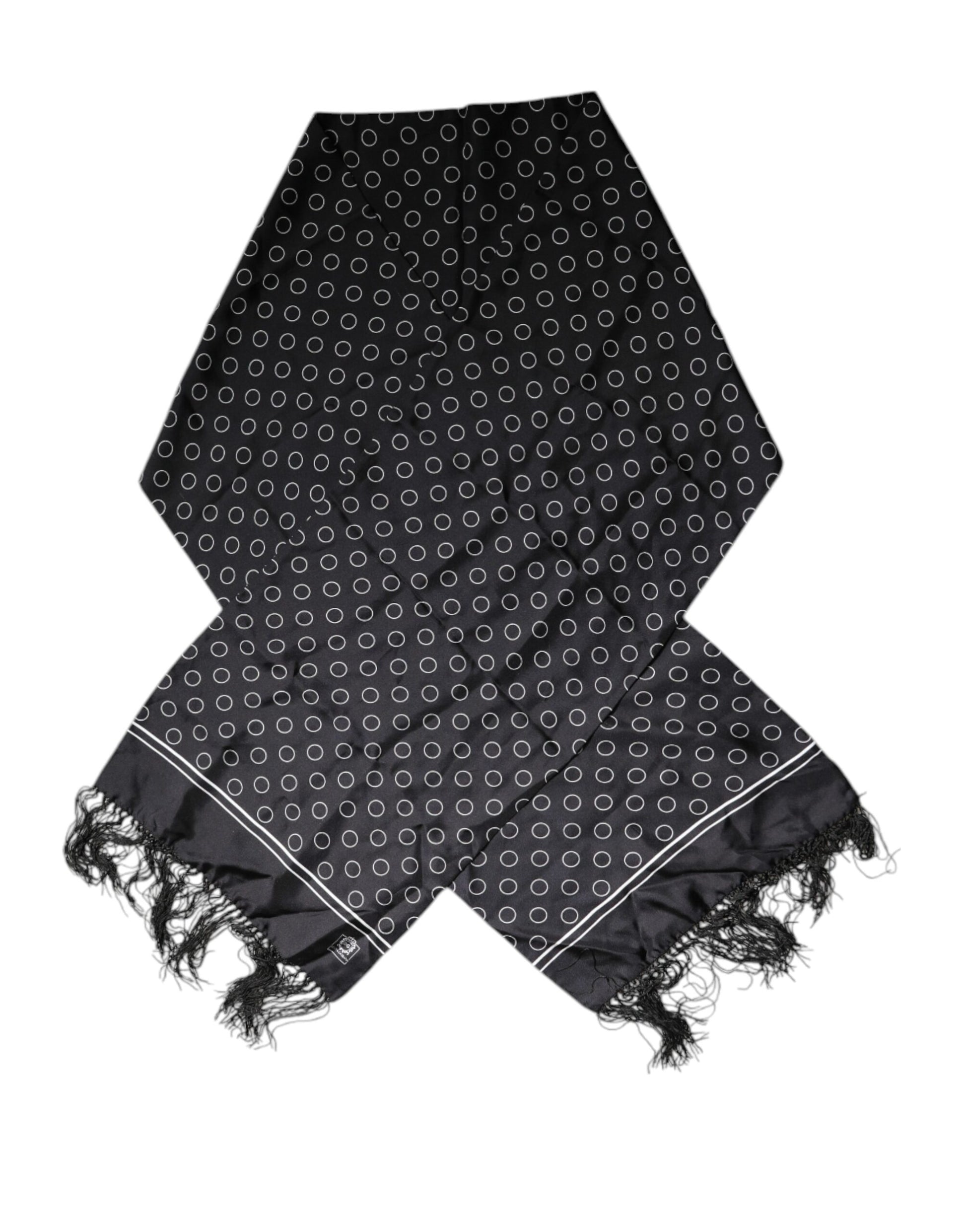 Écharpe à franges en soie à pois noirs Dolce & Gabbana