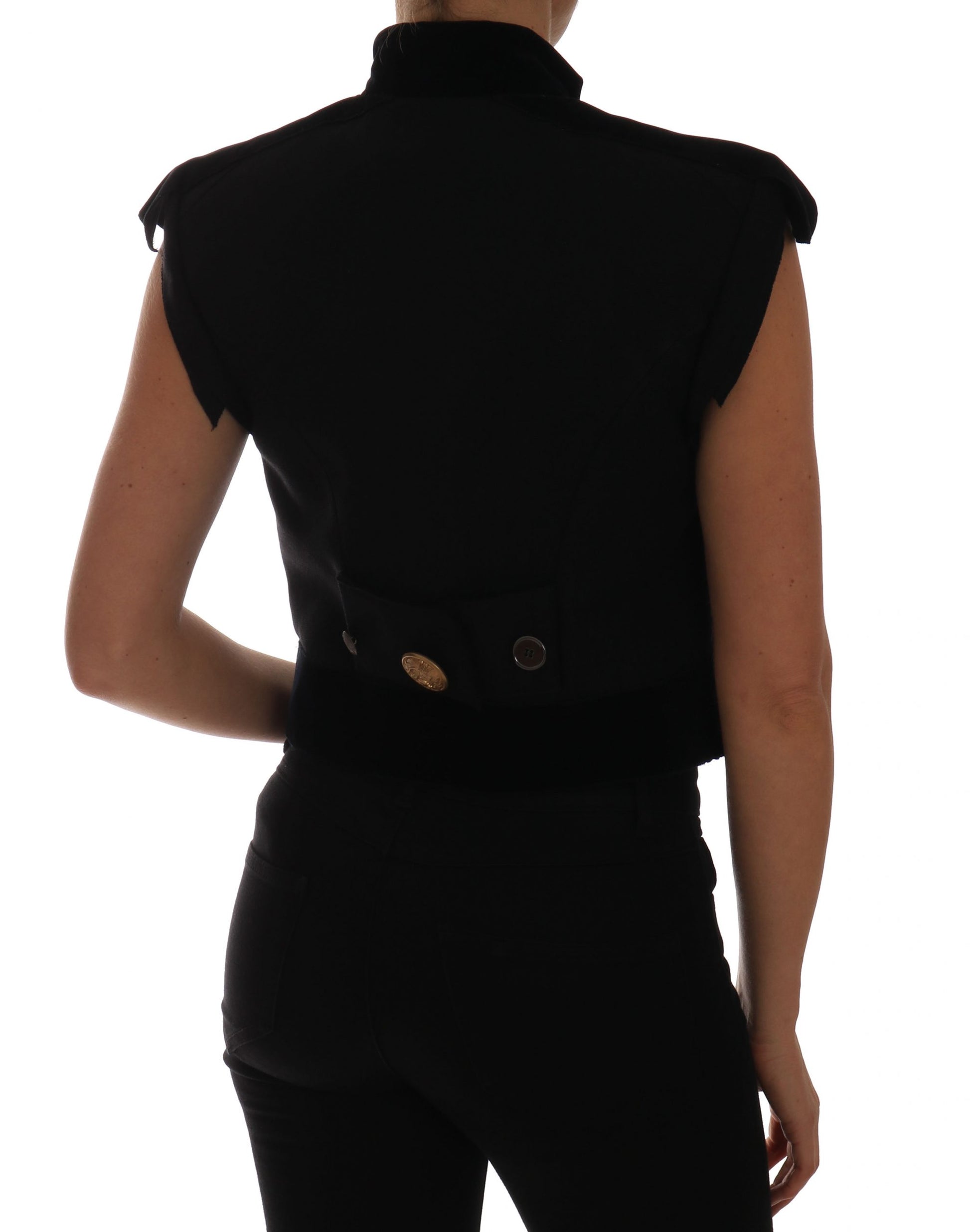 Veste sans manches militaire noire Dolce & Gabbana ornée de motifs floraux
