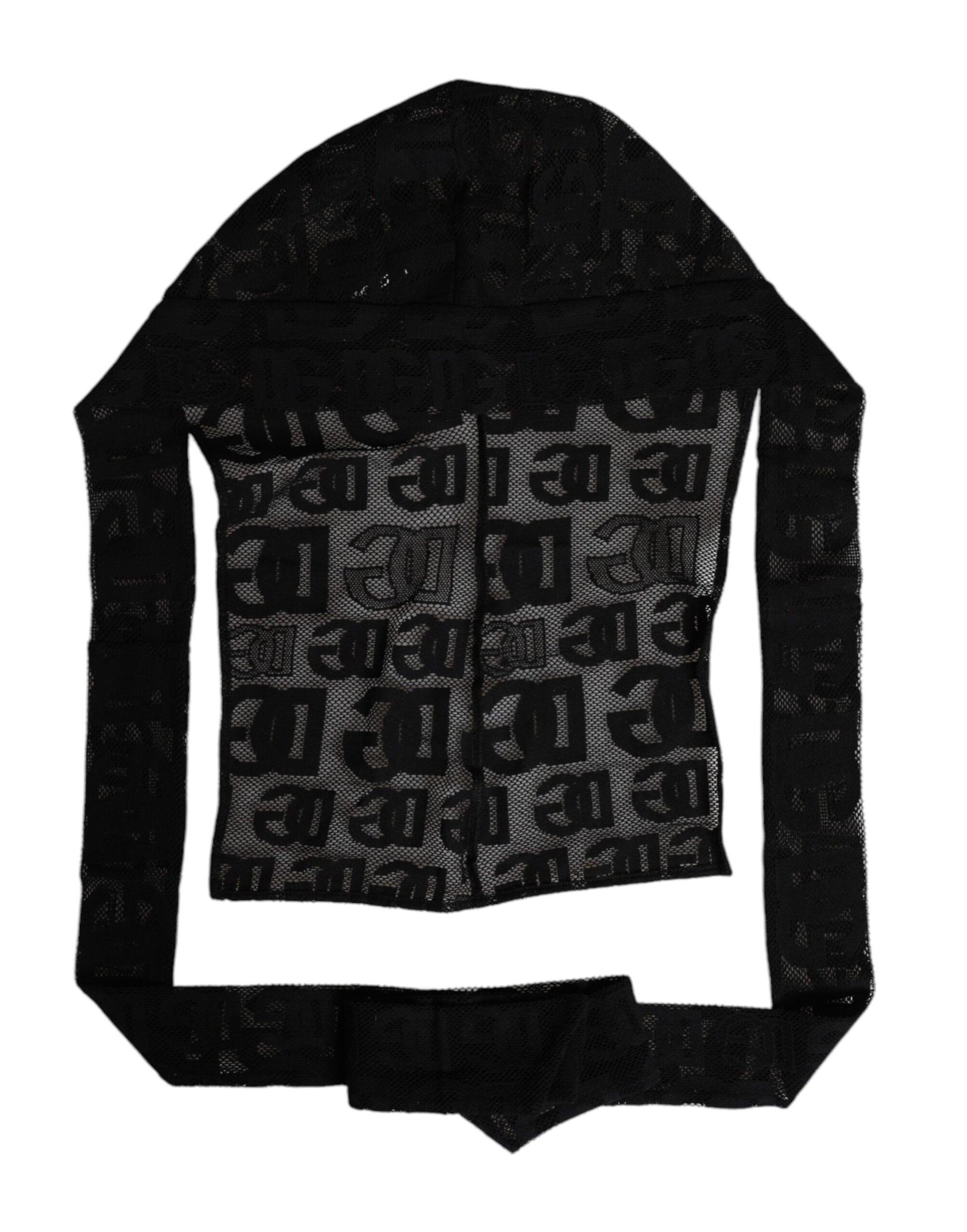 Chapeau Dolce & Gabbana en maille filet noire avec logo et couvre-tête intégral