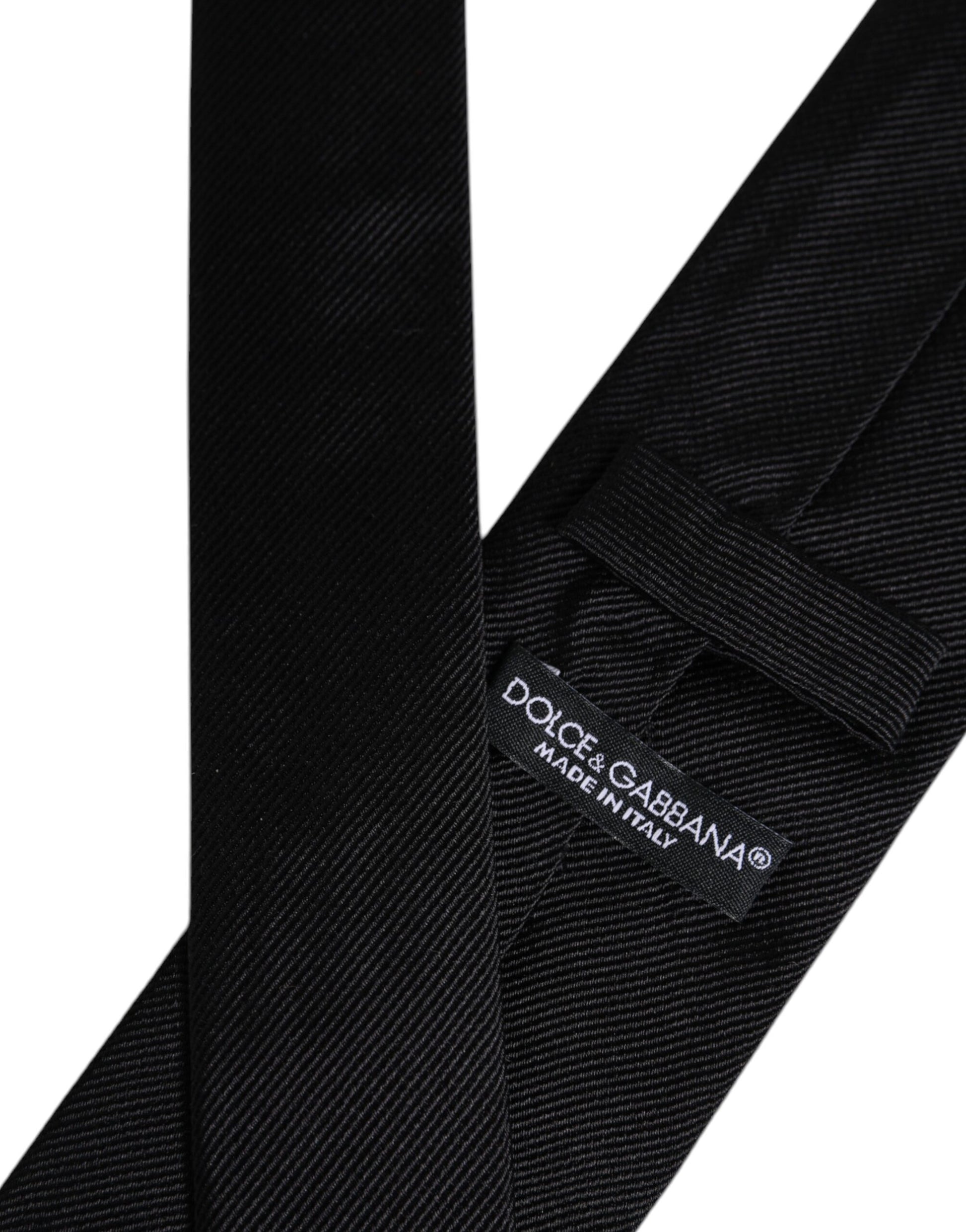Dolce &amp; Gabbana – Verstellbare Krawatte aus massiver Seide in Schwarz