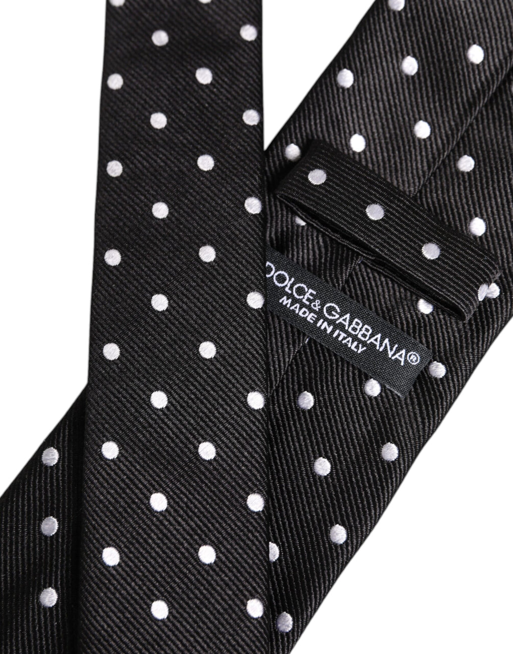 Dolce &amp; Gabbana – Verstellbare Seidenkrawatte mit schwarzen Punkten