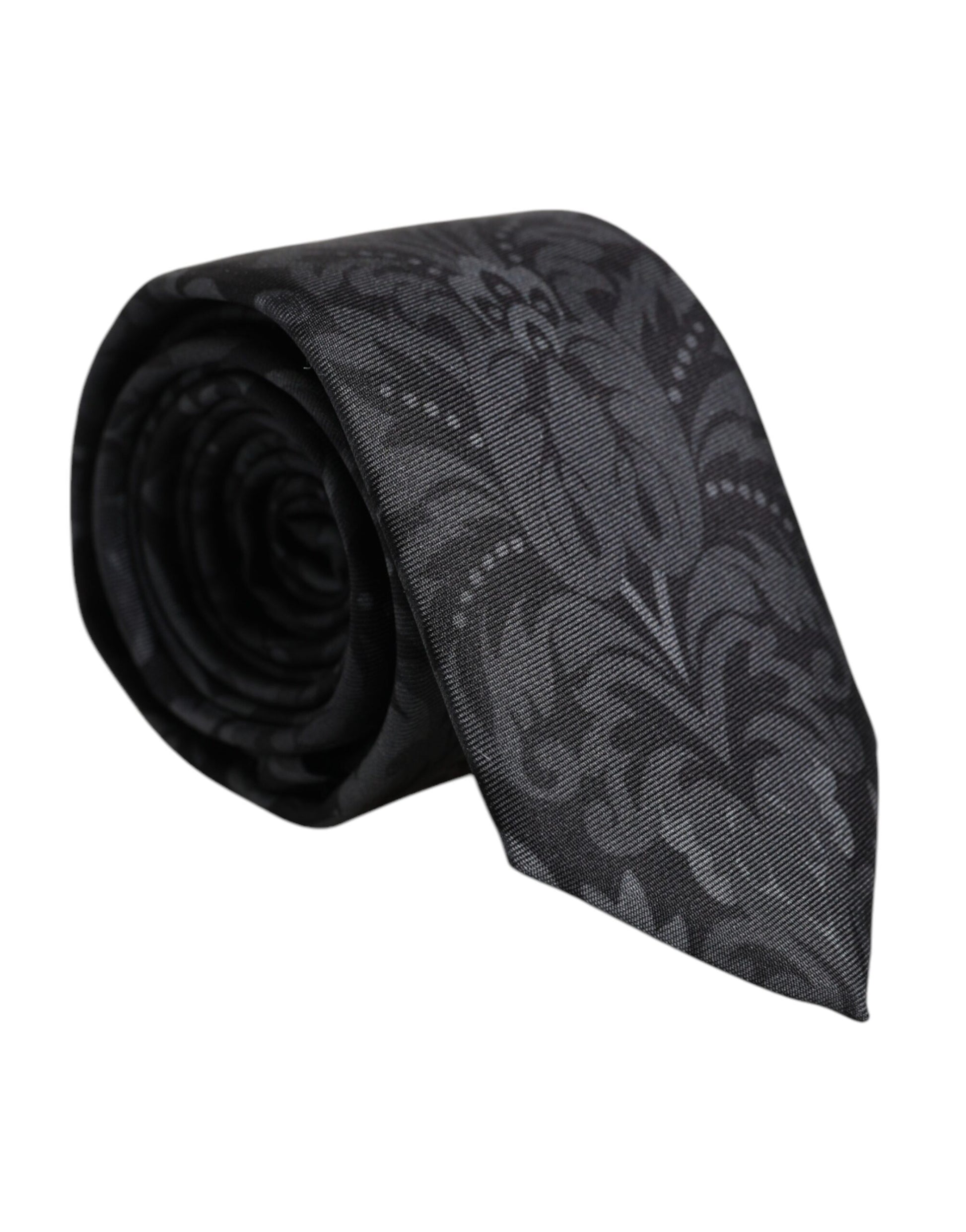 Dolce &amp; Gabbana – Verstellbare Krawatte mit Blumenmuster in Schwarz und Grau