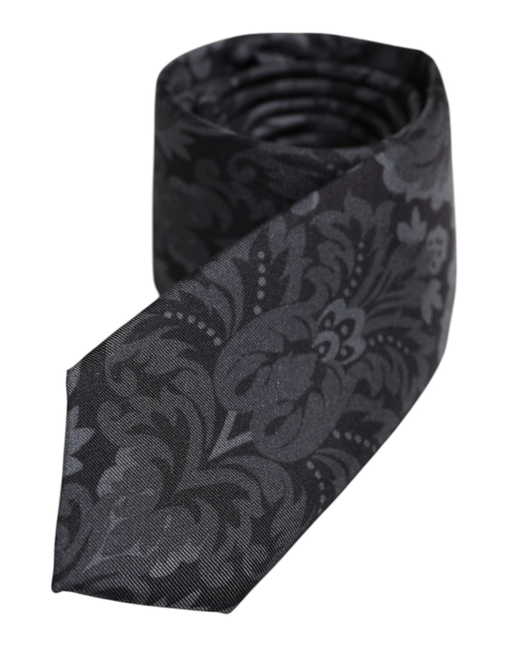 Dolce &amp; Gabbana – Verstellbare Krawatte mit Blumenmuster in Schwarz und Grau