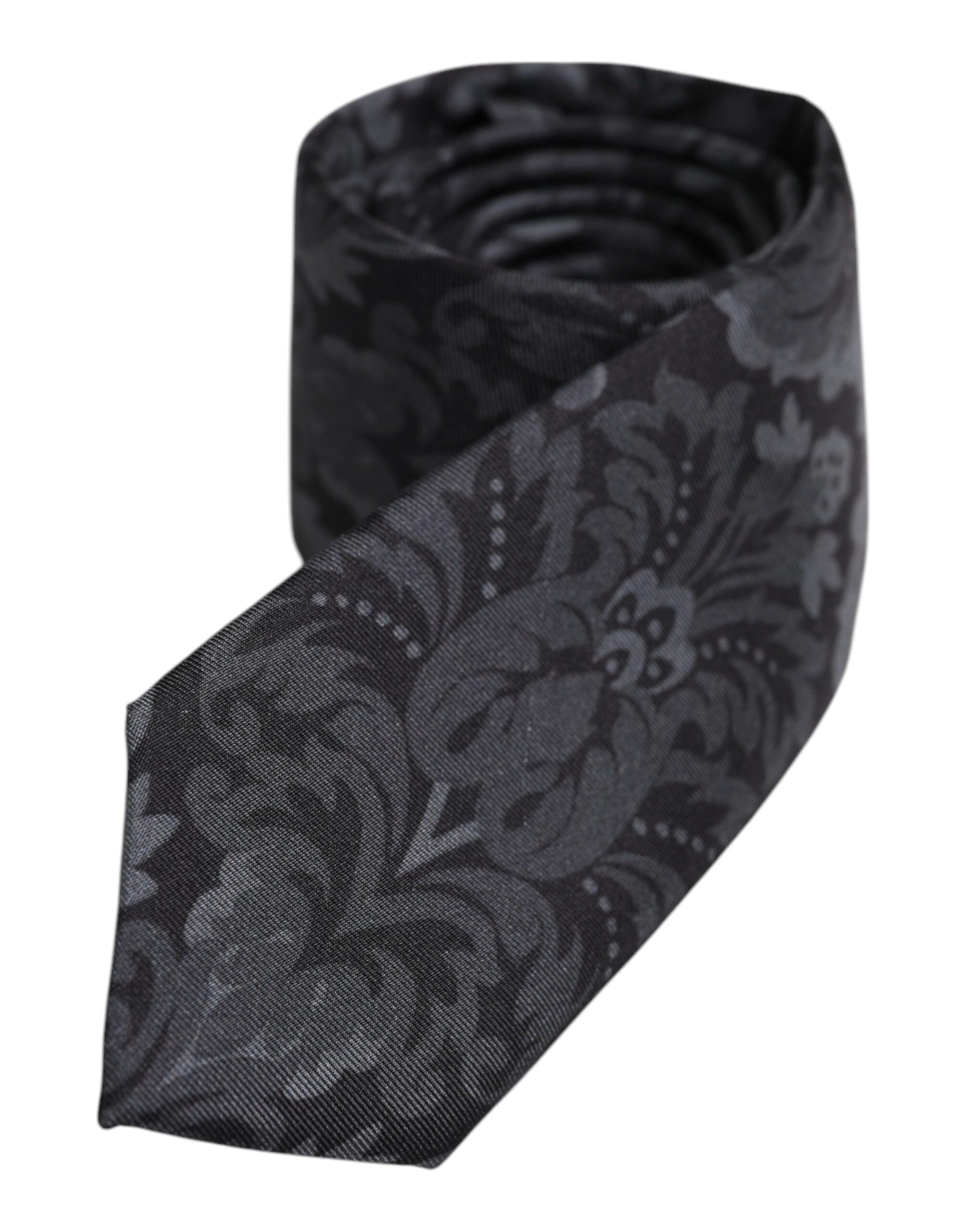 Dolce &amp; Gabbana – Verstellbare Krawatte mit Blumenmuster in Schwarz und Grau