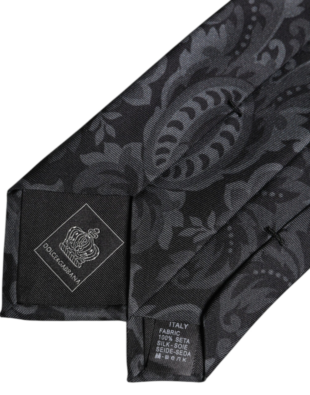 Dolce &amp; Gabbana – Verstellbare Krawatte mit Blumenmuster in Schwarz und Grau