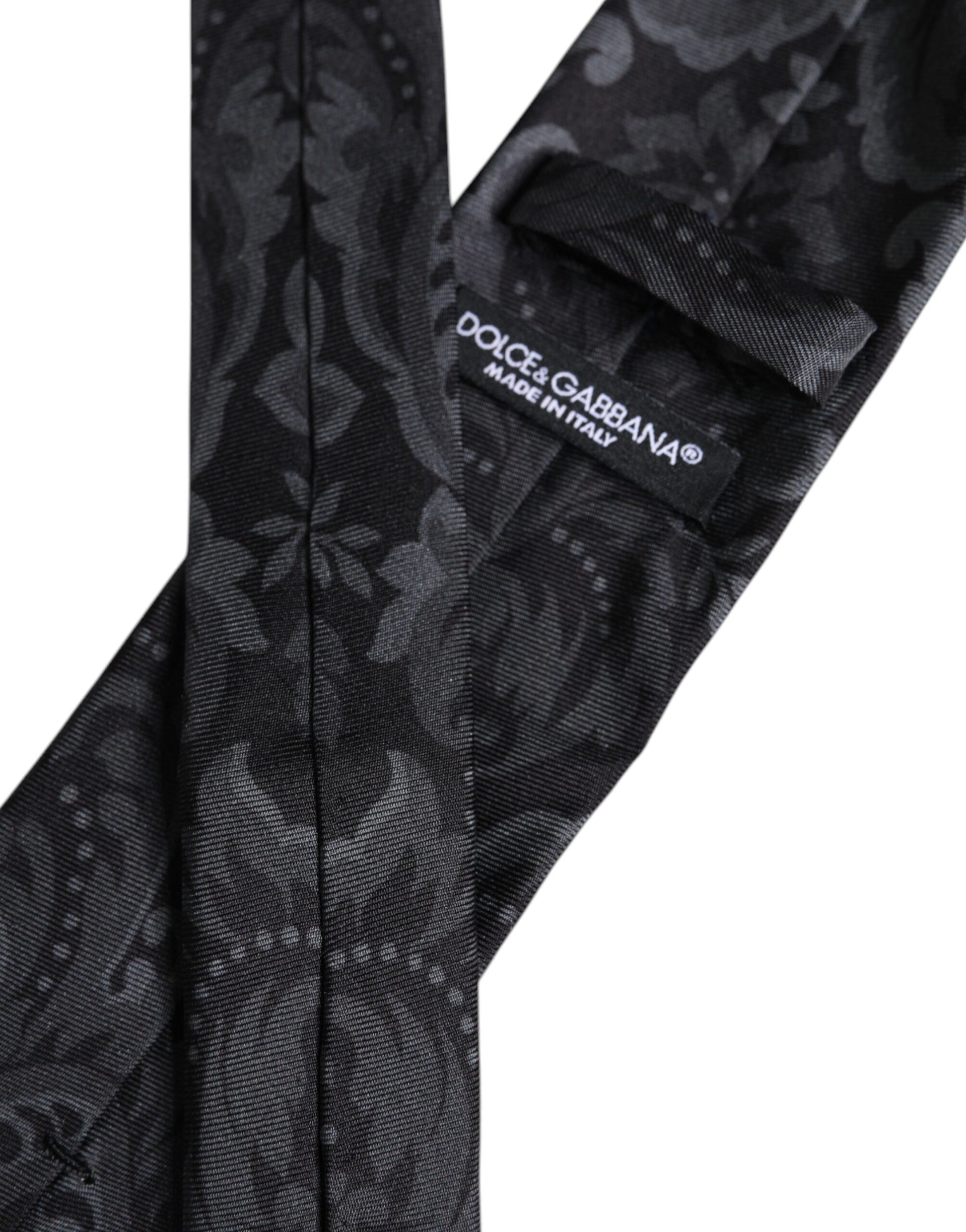Dolce &amp; Gabbana – Verstellbare Krawatte mit Blumenmuster in Schwarz und Grau