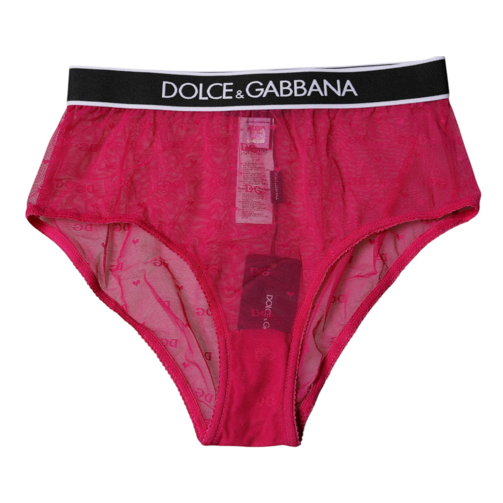 Sous-vêtement culotte mi-taille en tulle et nylon fuchsia Dolce & Gabbana