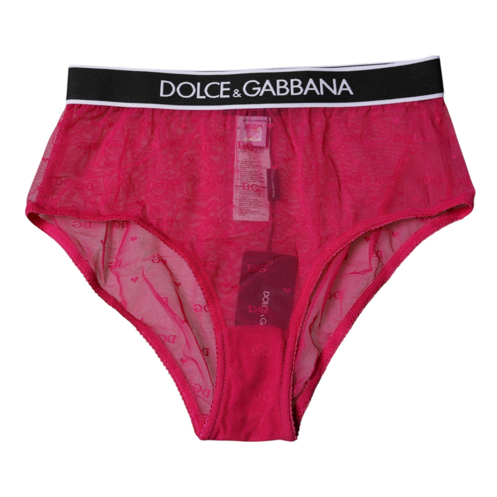 Sous-vêtement culotte mi-taille en tulle et nylon fuchsia Dolce & Gabbana