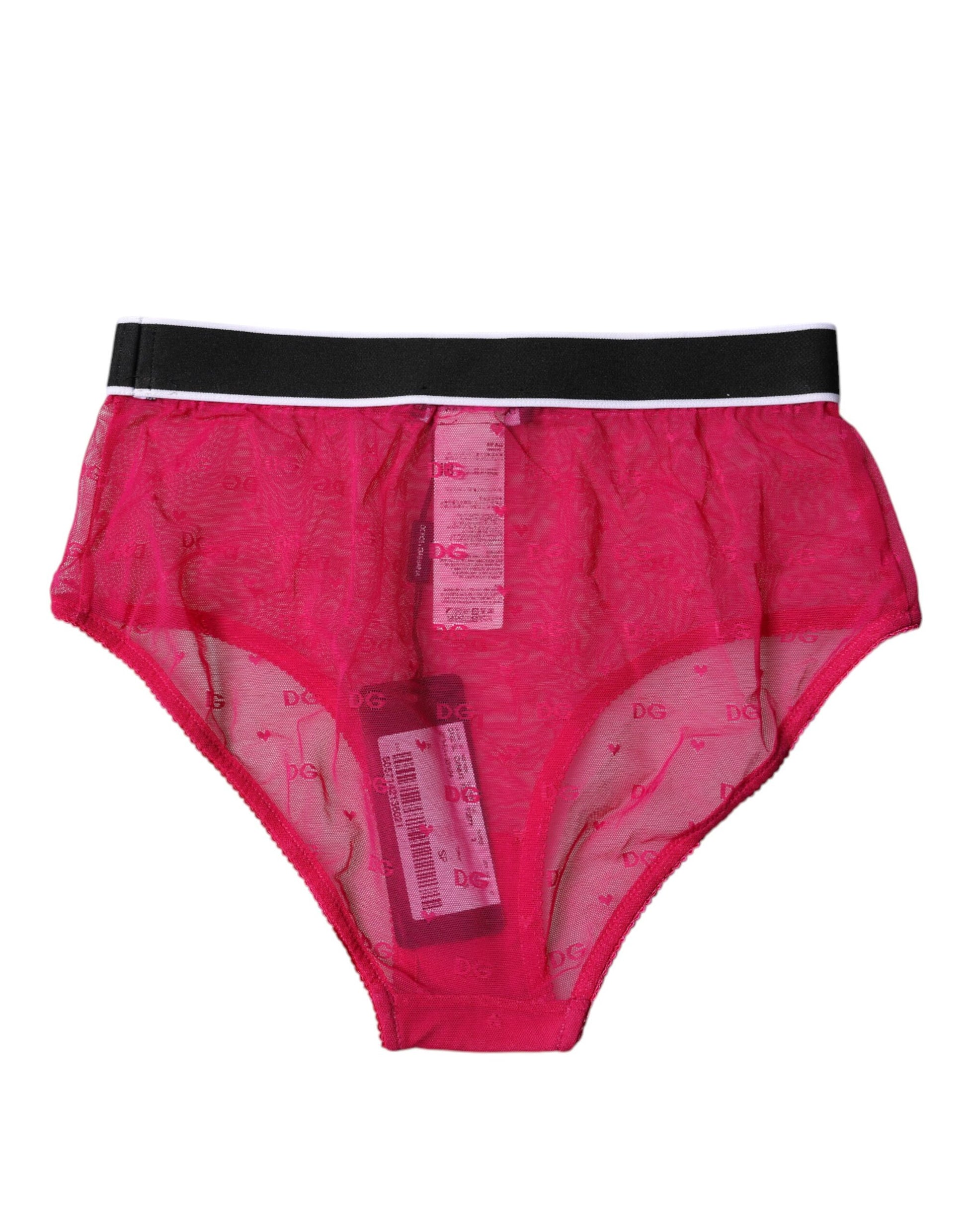 Sous-vêtement culotte mi-taille en tulle et nylon fuchsia Dolce & Gabbana