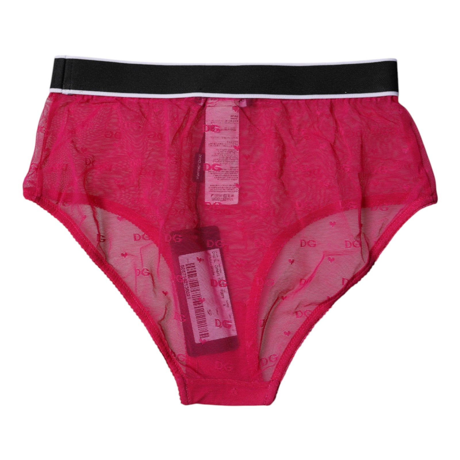 Sous-vêtement culotte mi-taille en tulle et nylon fuchsia Dolce & Gabbana