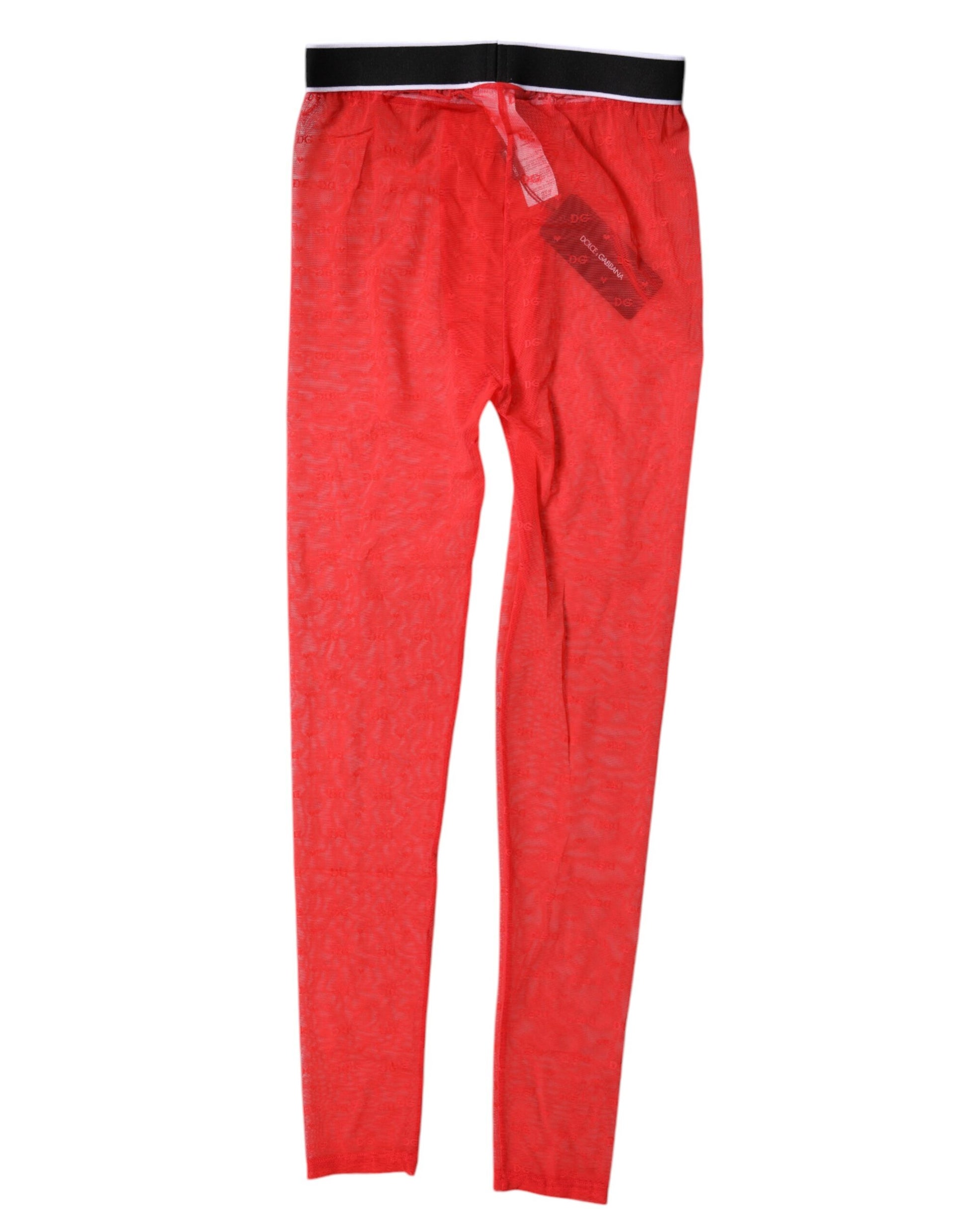 Dolce & Gabbana Lingerie Rouge en Dentelle Logo Pantalon Serré Sous-vêtement