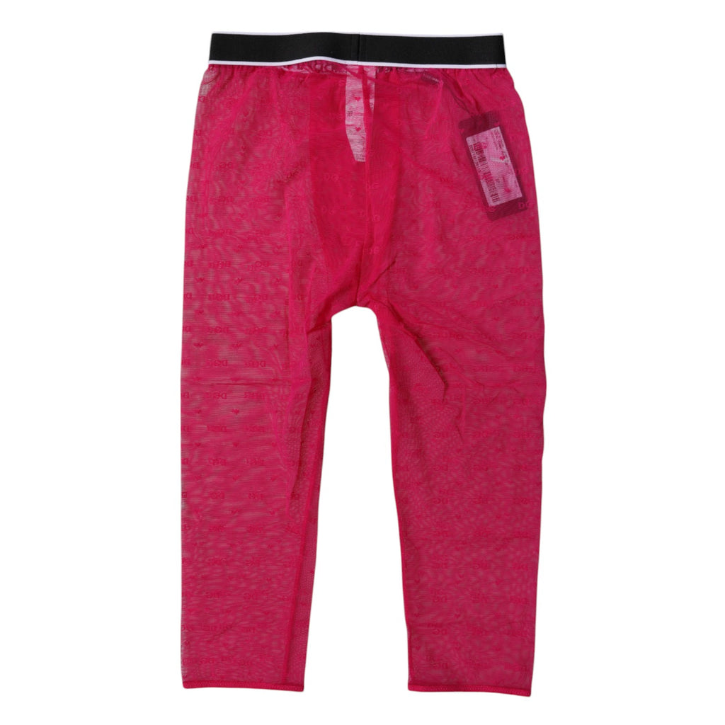 Sous-vêtement court Dolce & Gabbana en nylon fuchsia avec logo DG