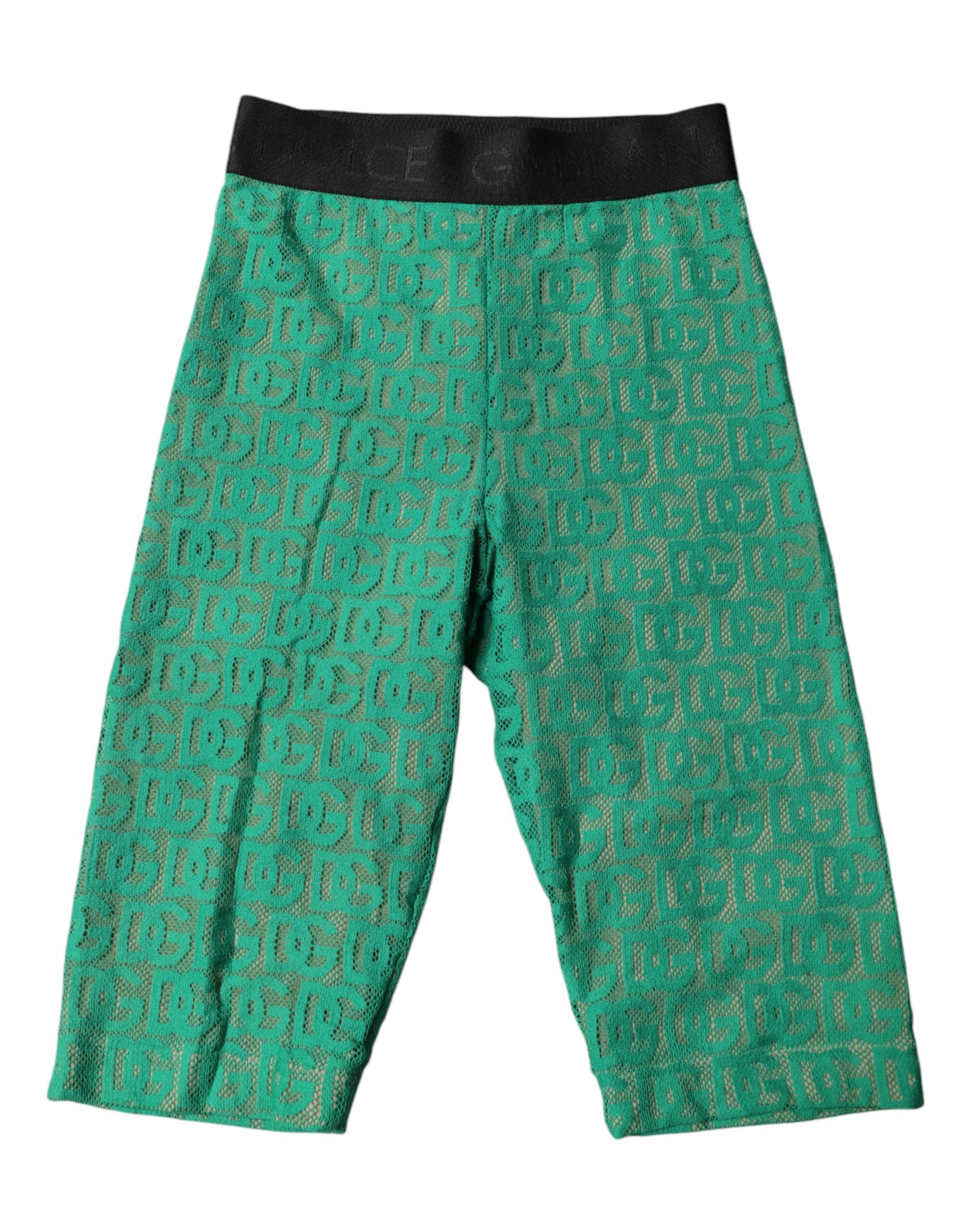 Sous-vêtement legging court Dolce & Gabbana vert à logo monogrammé