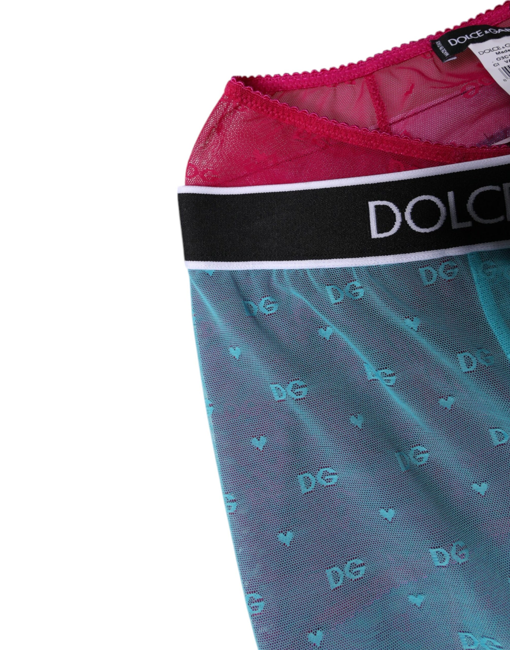 Lingerie courte Dolce & Gabbana bleu fuchsia avec logo