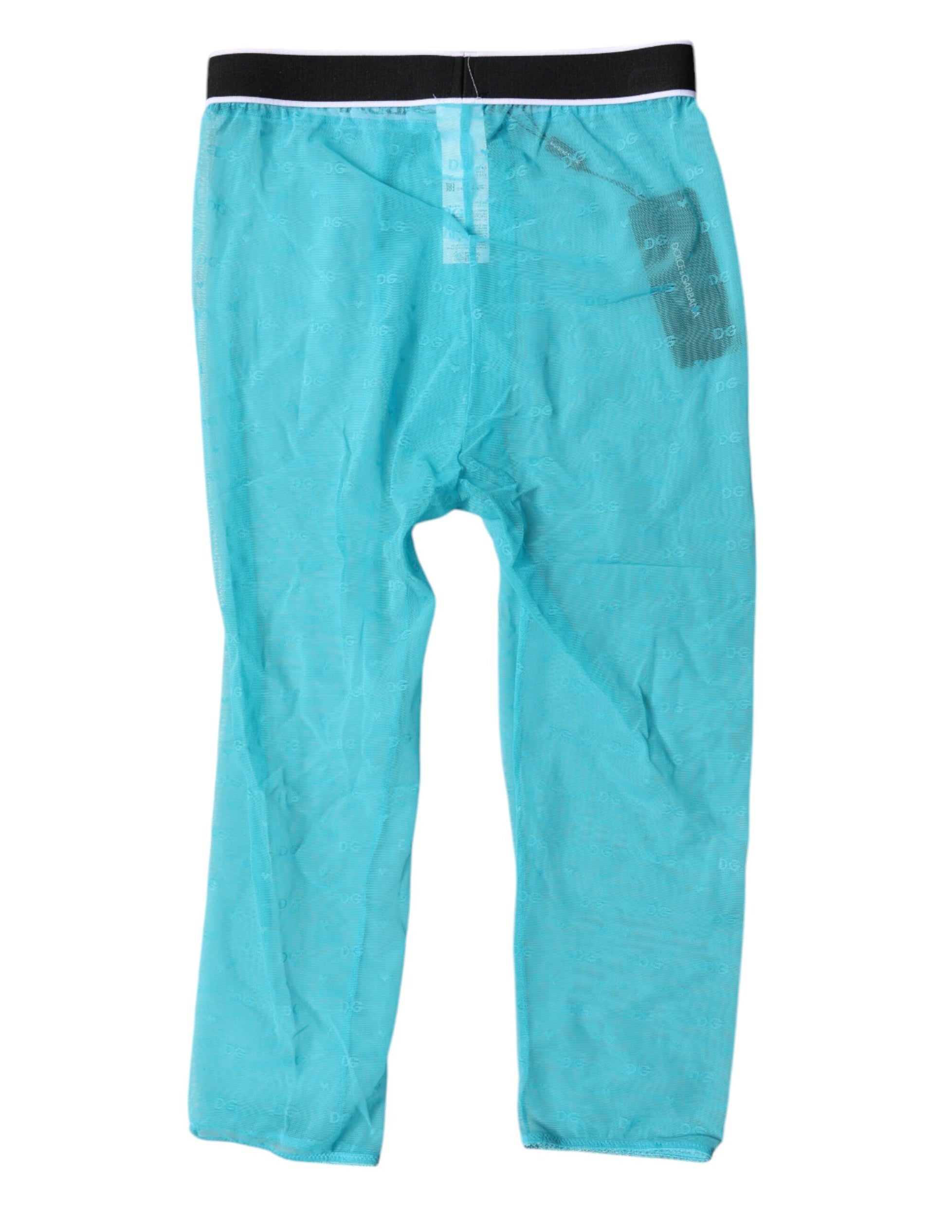 Sous-vêtement legging court en nylon avec logo DG Dolce & Gabbana Light Blue
