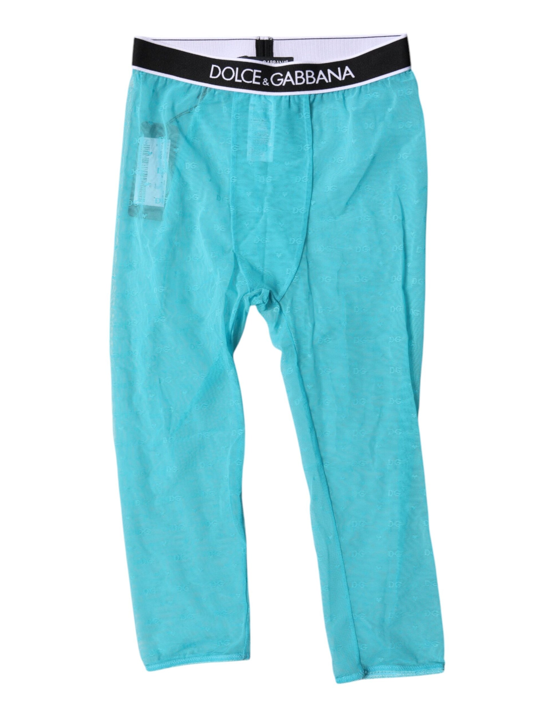 Sous-vêtement legging court en nylon avec logo DG Dolce & Gabbana Light Blue