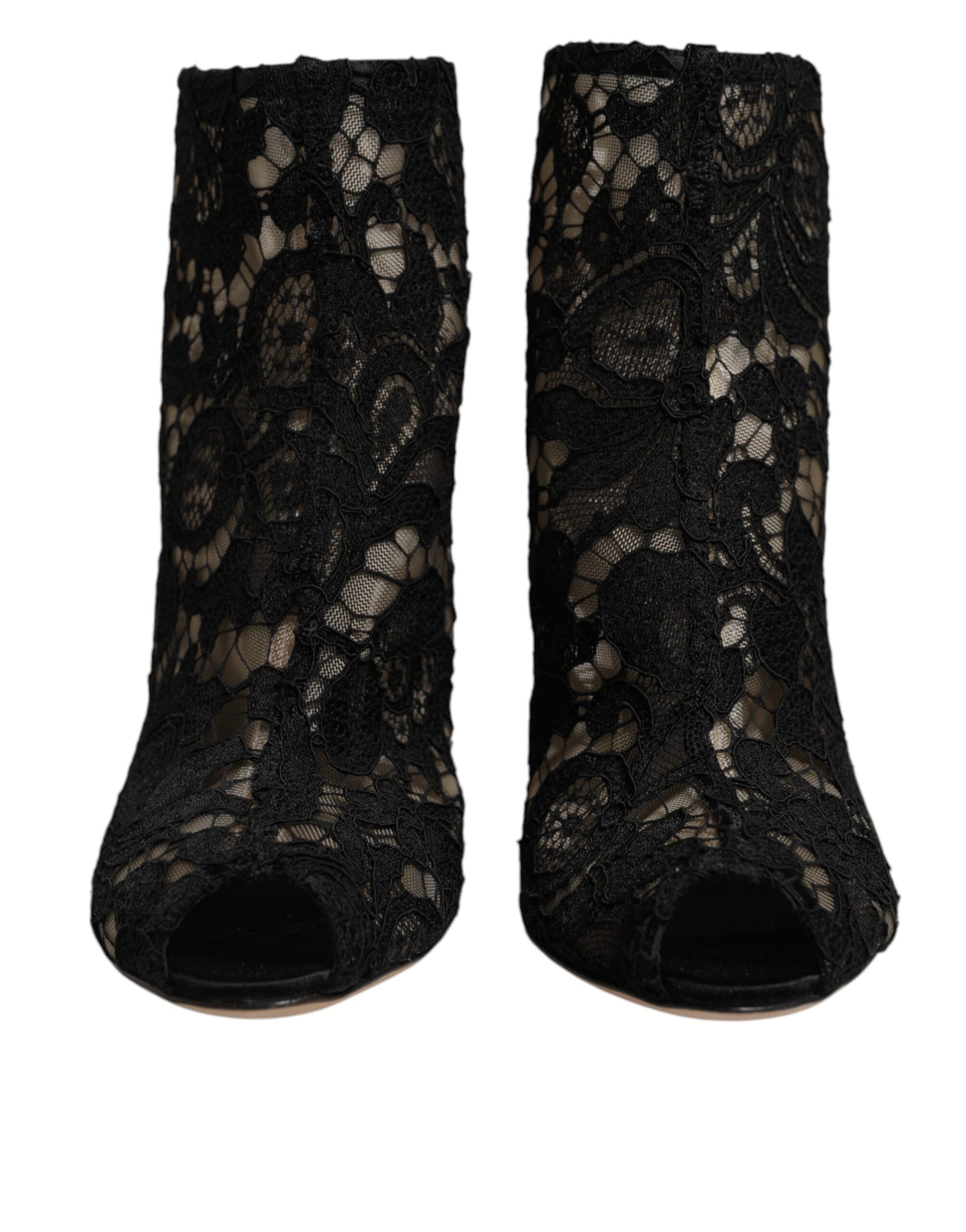 Dolce & Gabbana Escarpins bottines en dentelle florale noire