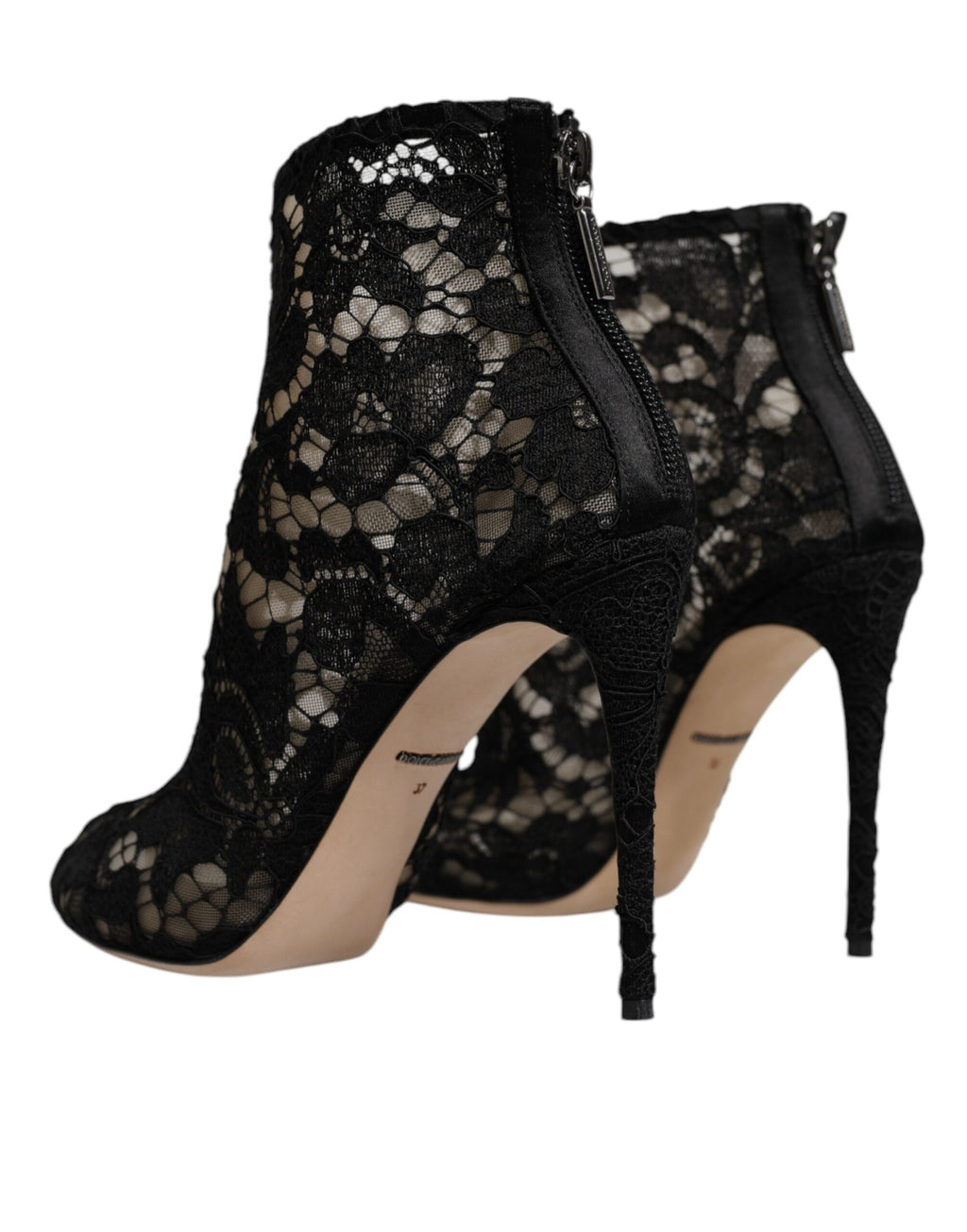 Dolce & Gabbana Escarpins bottines en dentelle florale noire