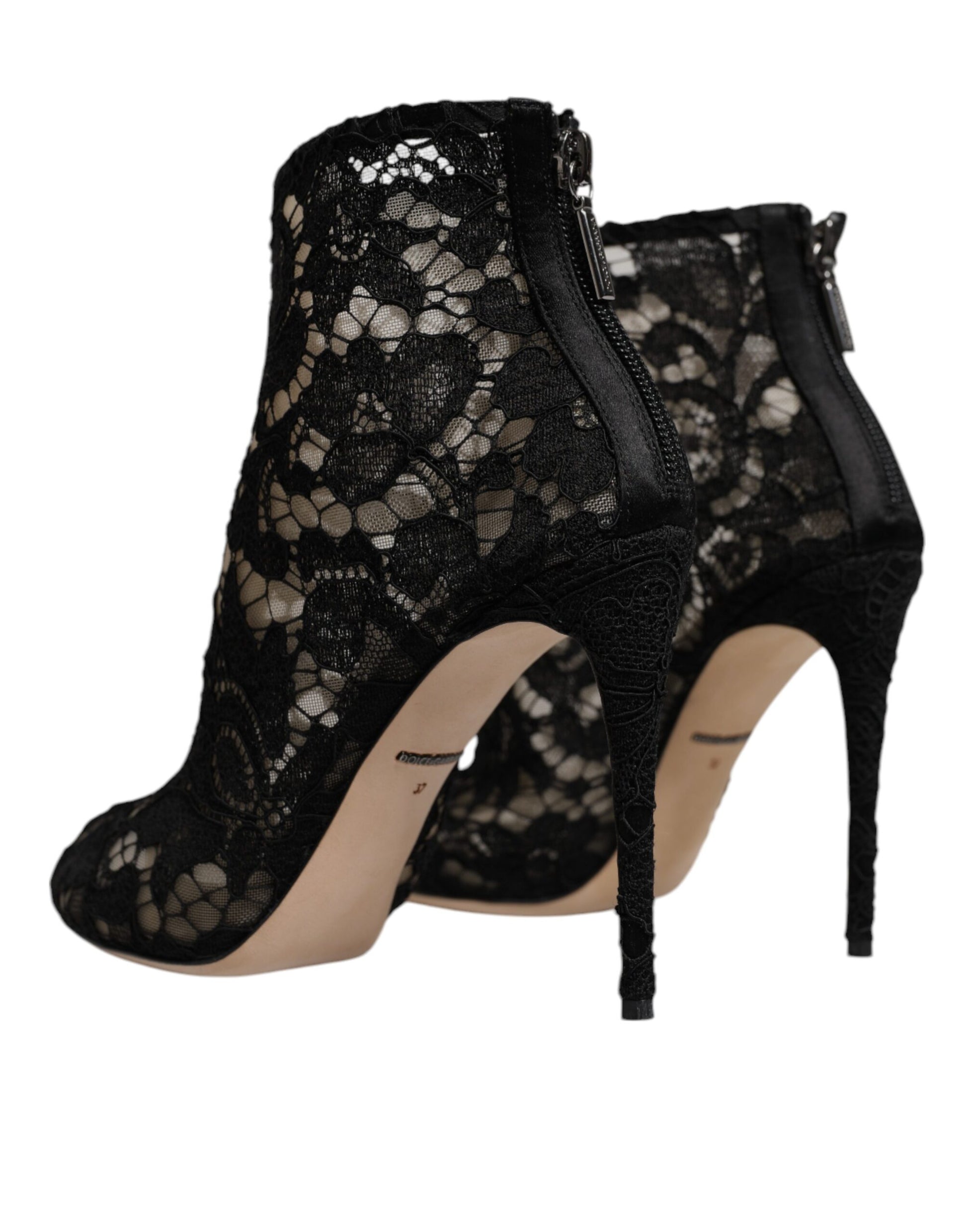 Dolce & Gabbana Escarpins bottines en dentelle florale noire