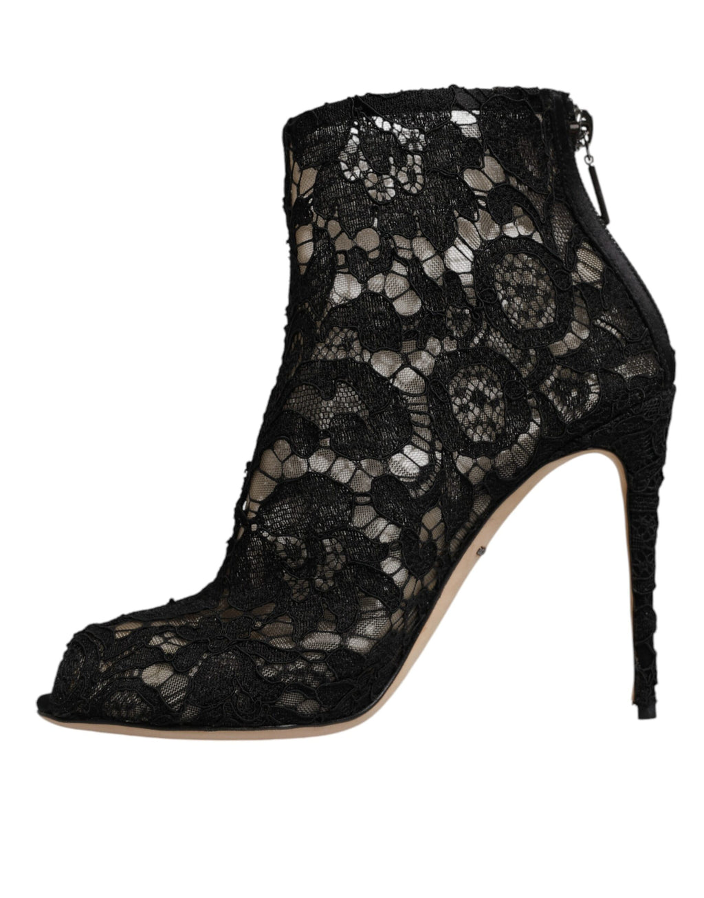 Dolce & Gabbana Escarpins bottines en dentelle florale noire