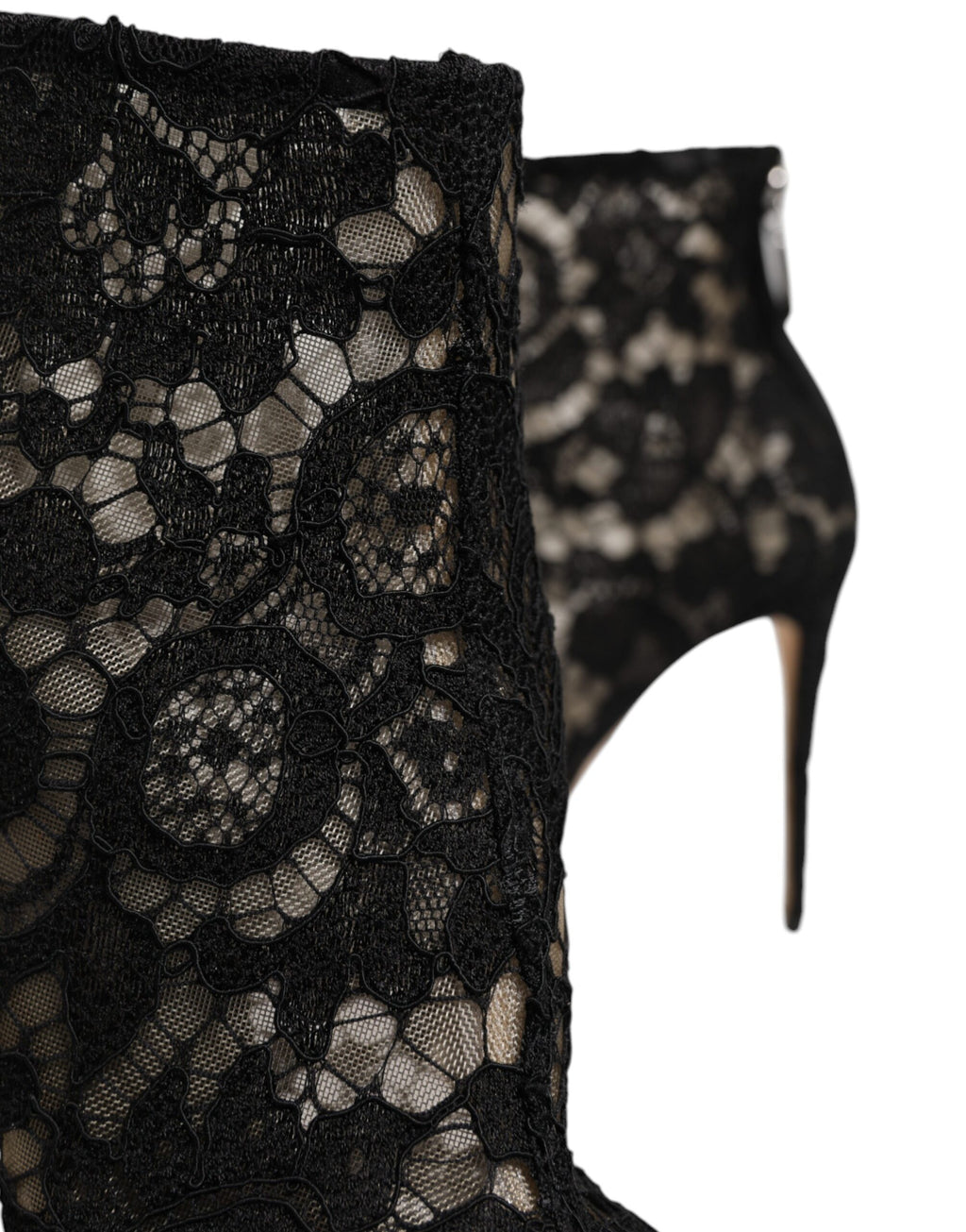 Dolce & Gabbana Escarpins bottines en dentelle florale noire