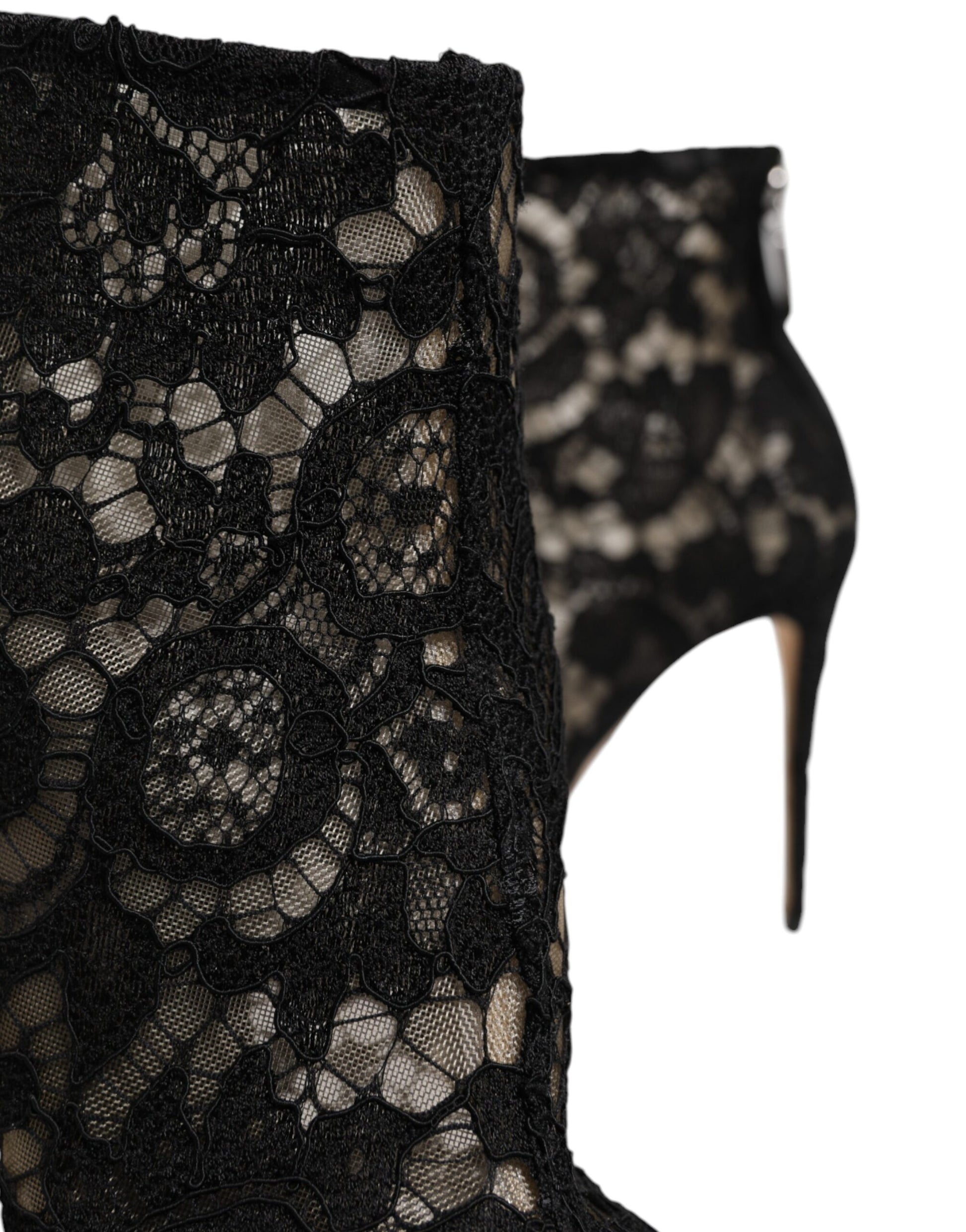 Dolce & Gabbana Escarpins bottines en dentelle florale noire