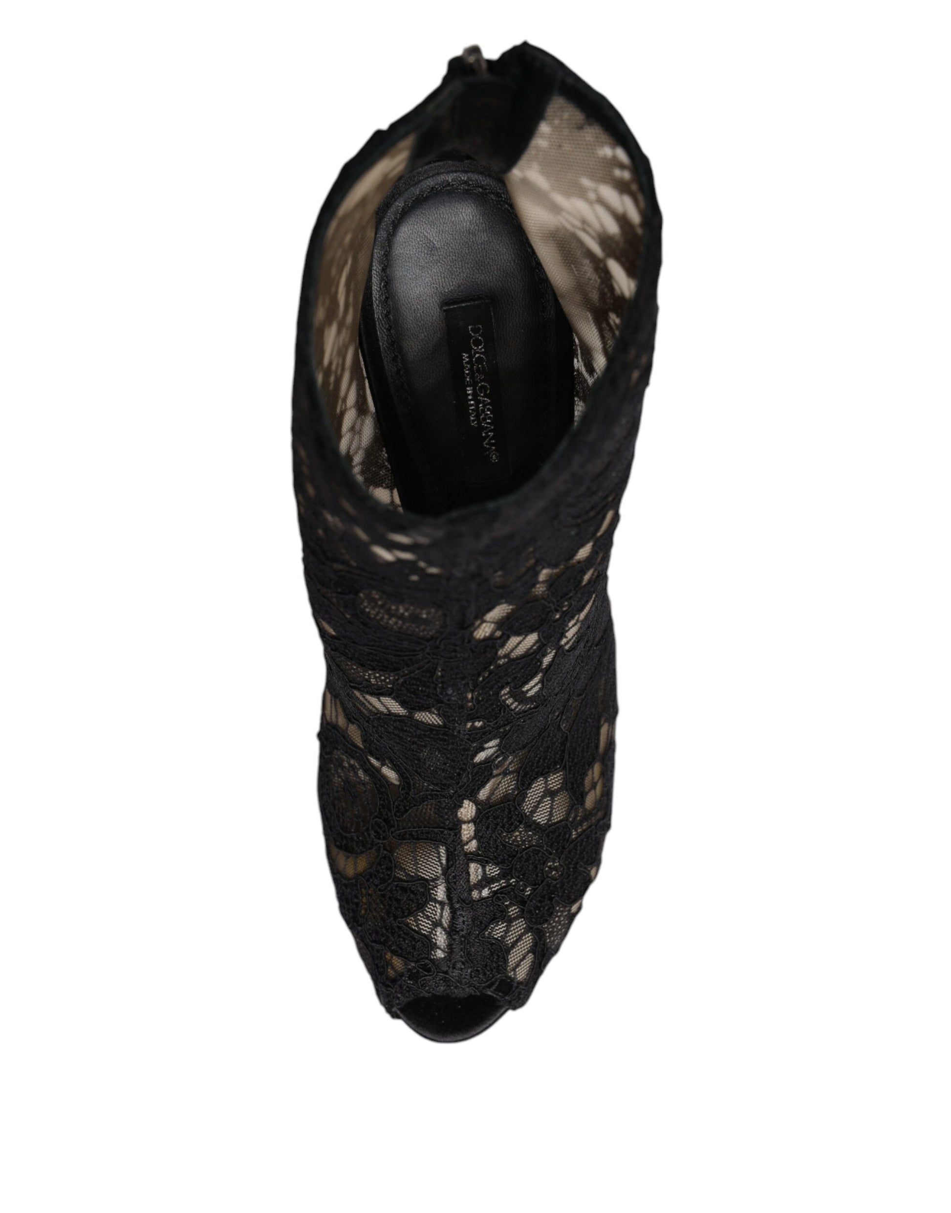Dolce & Gabbana Escarpins bottines en dentelle florale noire
