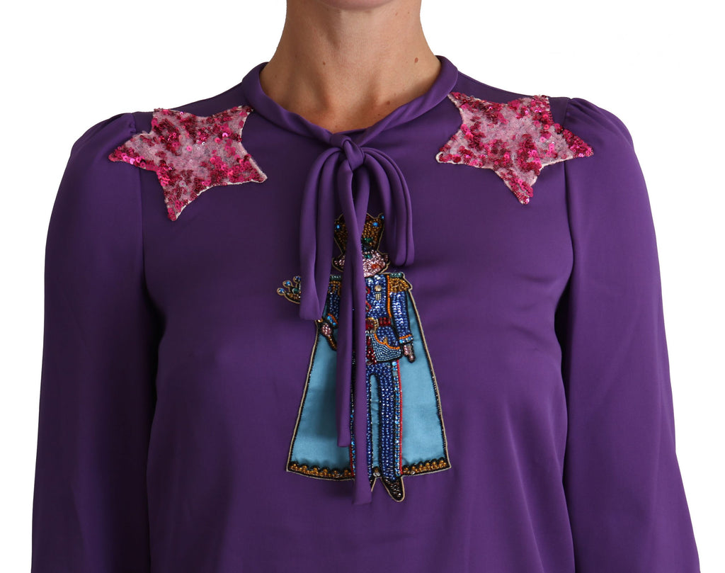 Chemisier violet Dolce & Gabbana Prince Conte de fées orné haut