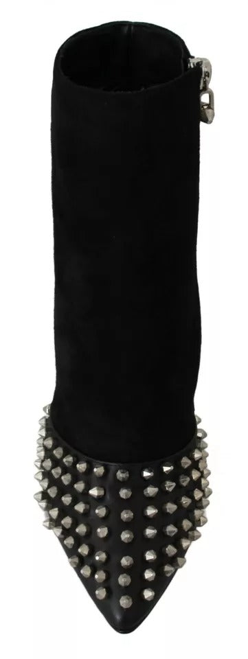 Philipp Plein Bottines à Talons Noires en Daim cloutées