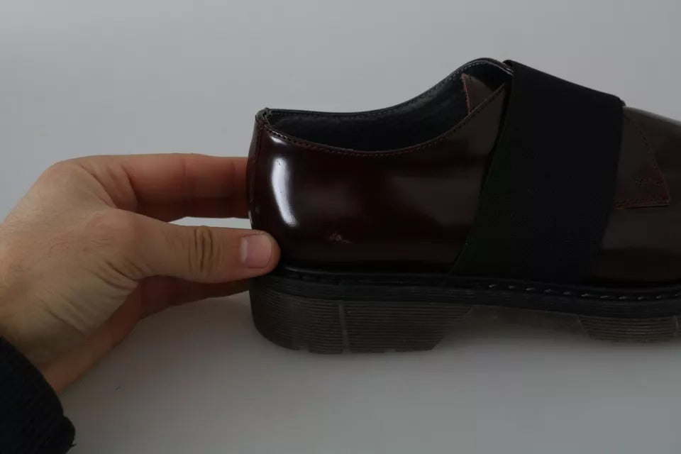 Chaussures Dr. Martens en cuir marron foncé à bride élastique