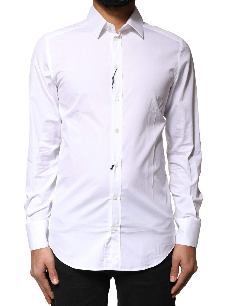 Chemise habillée à manches longues en coton blanc et doré pour homme Dolce & Gabbana