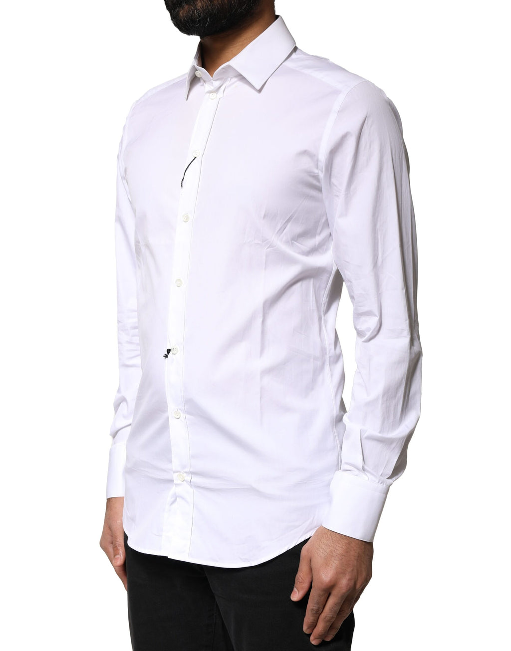 Chemise habillée à manches longues en coton blanc et doré pour homme Dolce & Gabbana