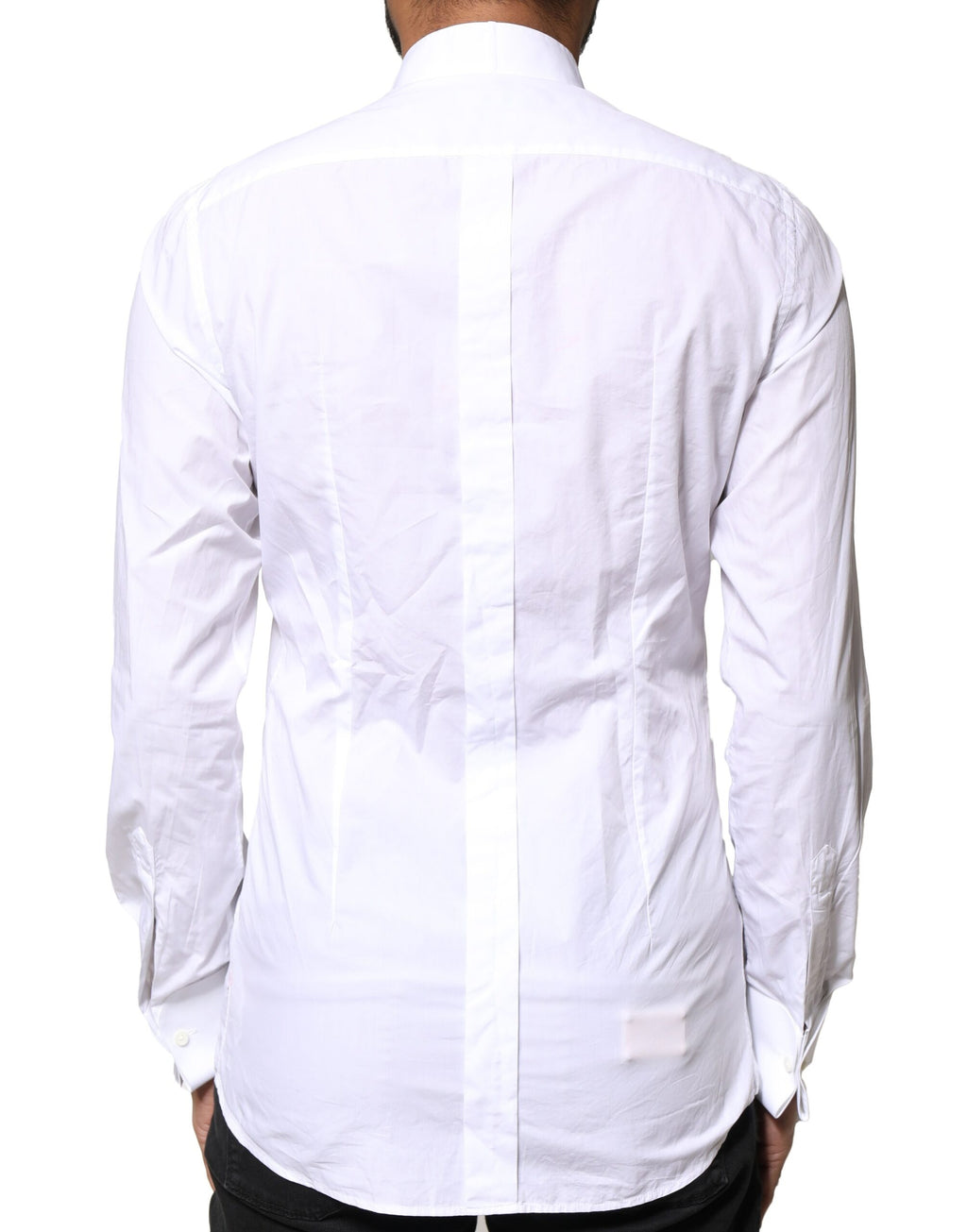 Chemise Habillée Formelle Dolce & Gabbana en Popeline de Coton Blanche avec Plastron GOLD