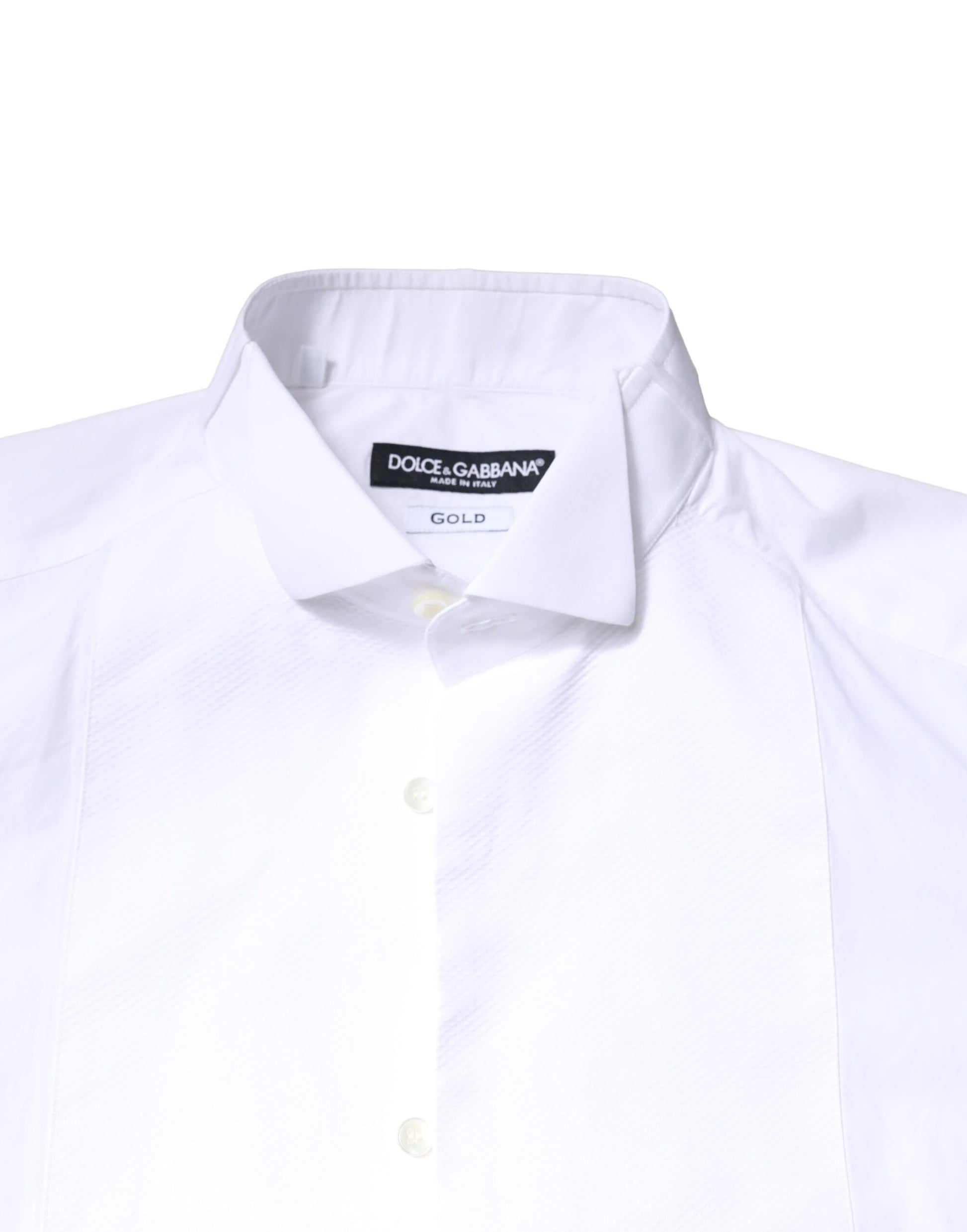 Chemise Habillée Formelle Dolce & Gabbana en Popeline de Coton Blanche avec Plastron GOLD