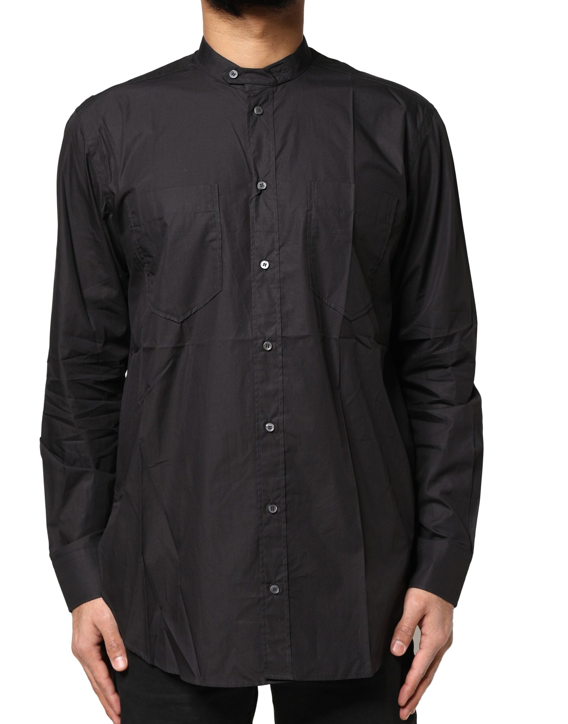 Chemise décontractée homme en coton noir boutonnée Dolce & Gabbana