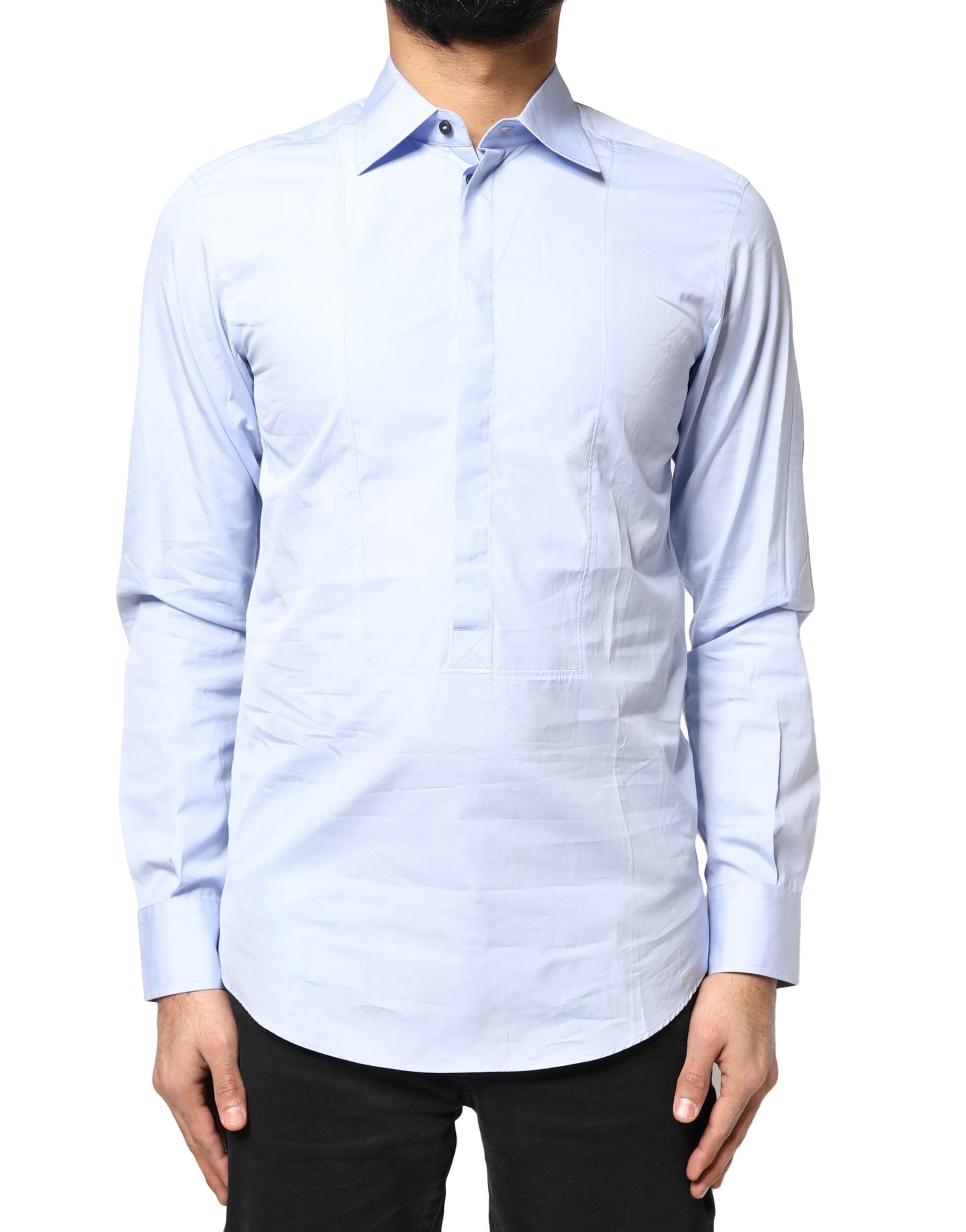 Chemise habillée Dolce & Gabbana en coton bleu clair à manches longues