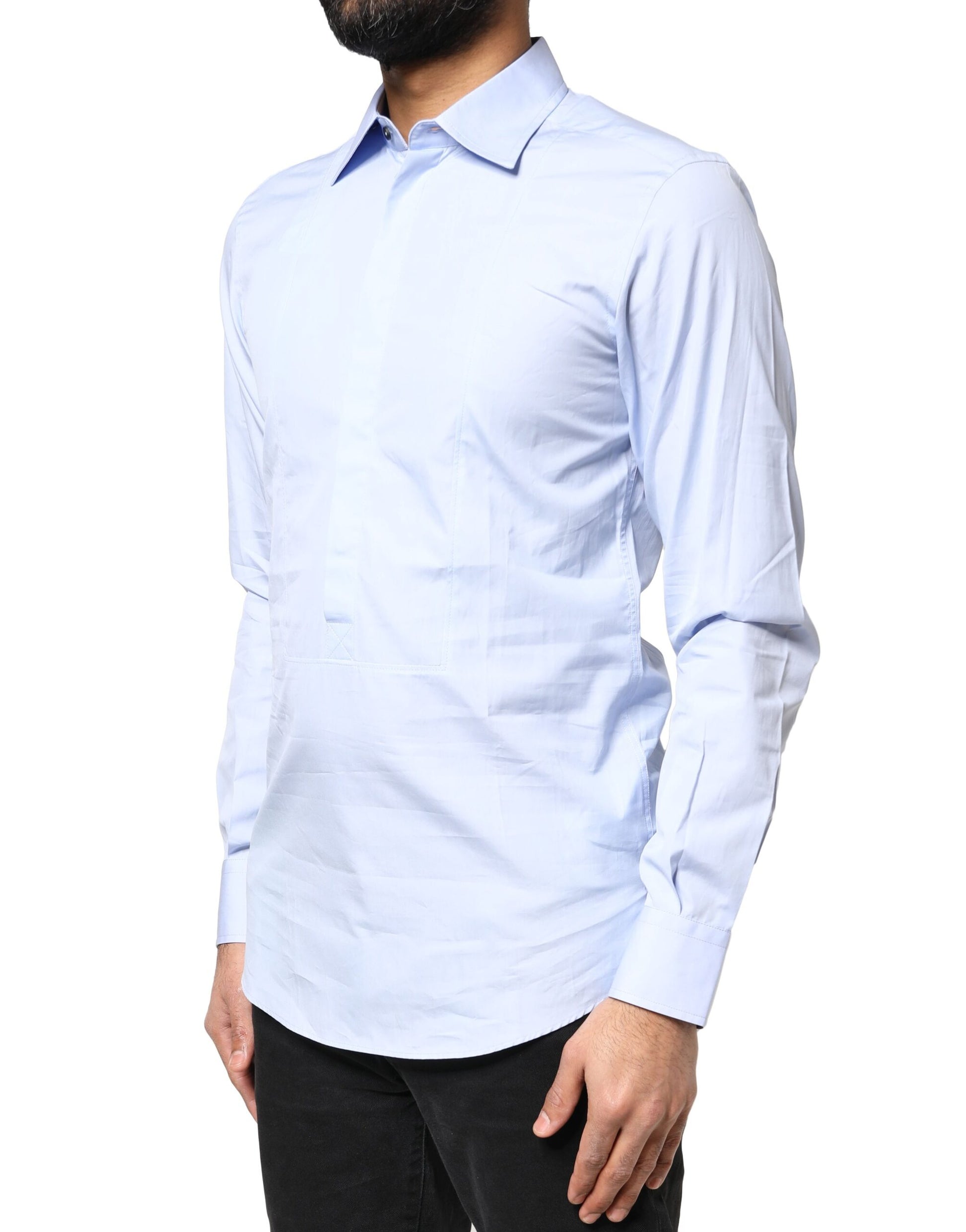 Chemise habillée Dolce & Gabbana en coton bleu clair à manches longues