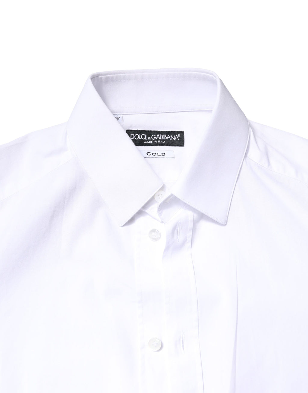 Chemise Habillée Manches Longues en Coton Blanc et Or Dolce & Gabbana
