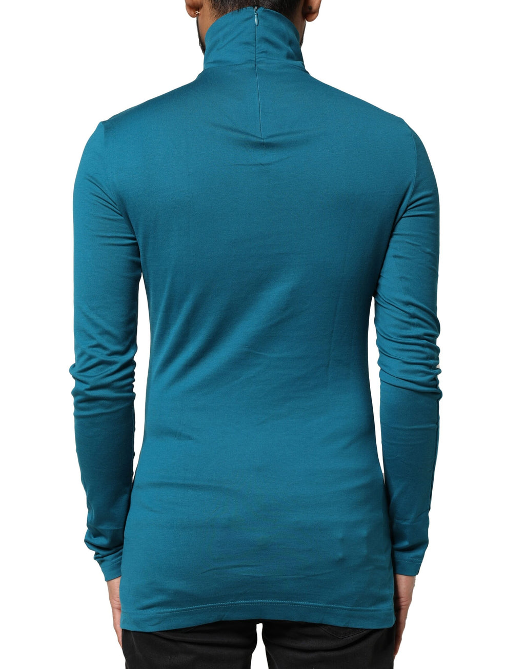 Pull à col roulé à manches longues en coton bleu Dolce & Gabbana