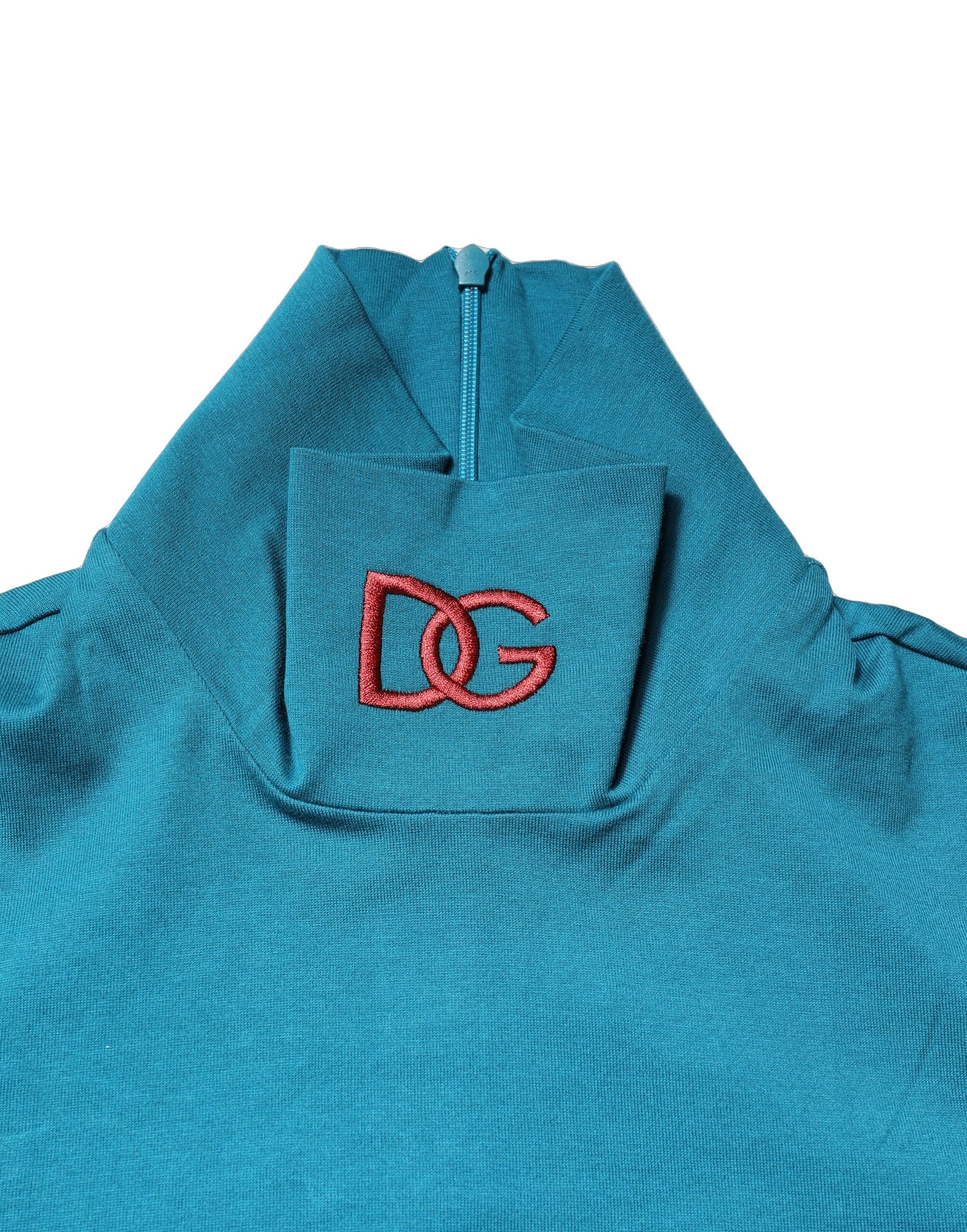 Pull à col roulé à manches longues en coton bleu Dolce & Gabbana